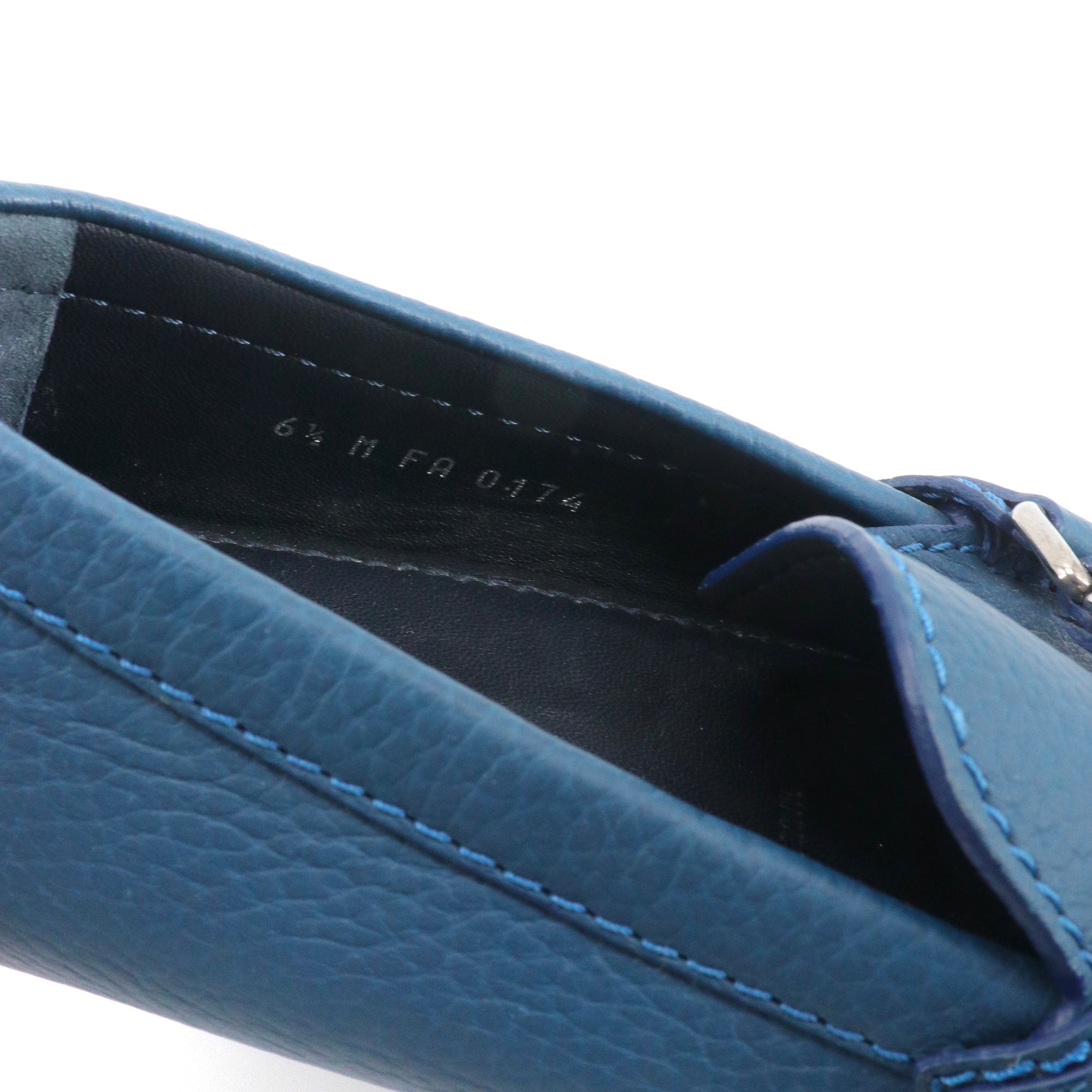 LOUIS VUITTON - Mocassins Hockenheim Louis Vuitton en cuir grainé bleu (T39)