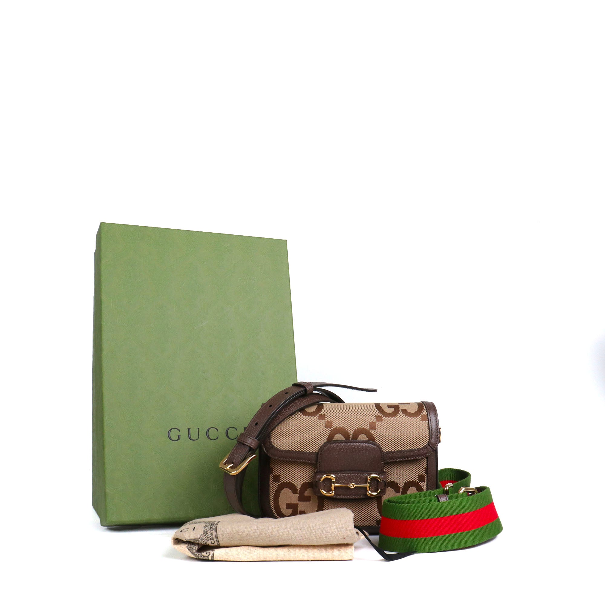 GUCCI - Sac à bandoulière Horsebit 1955 mini Gucci en toile GG Suprême marron