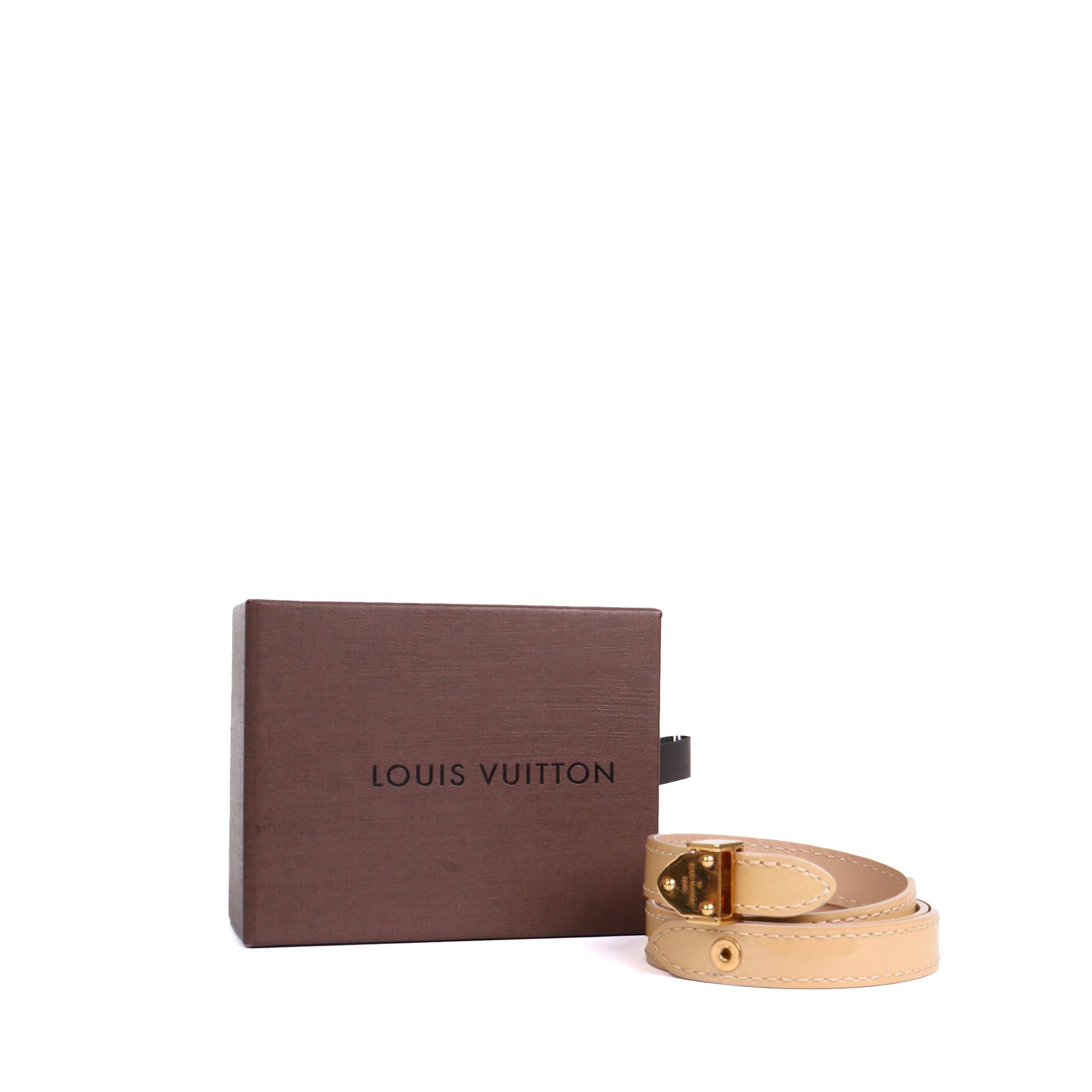 LOUIS VUITTON - Bracelet triple tour Louis Vuitton en cuir beige (T17)