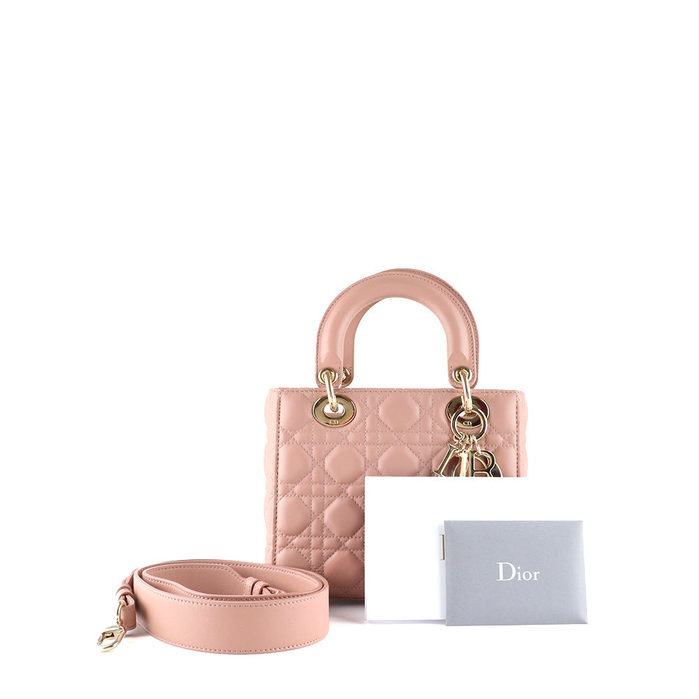 DIOR - Sac à bandoulière Lady Dior My ABCDior small en cuir rose nude