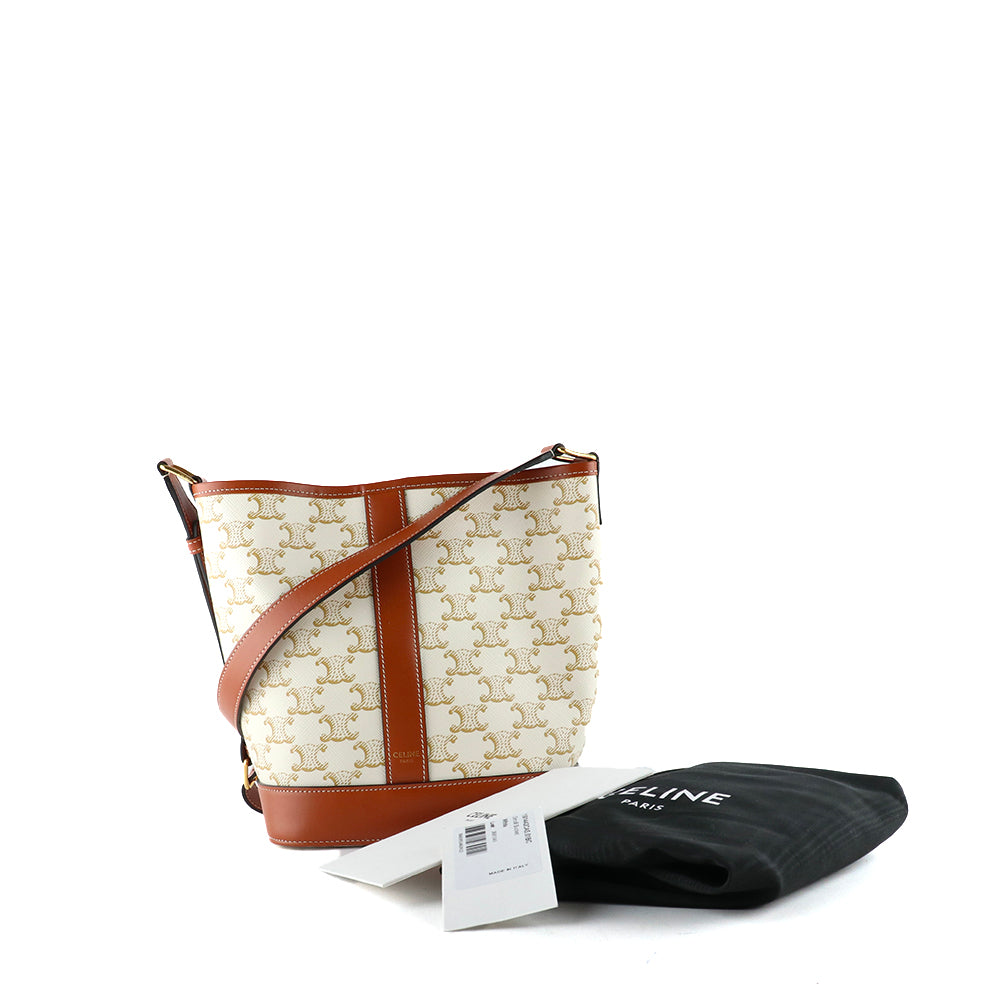 CELINE - Sac à bandoulière Sceau Petit Modèle en toile enduite Triomphe et cuir