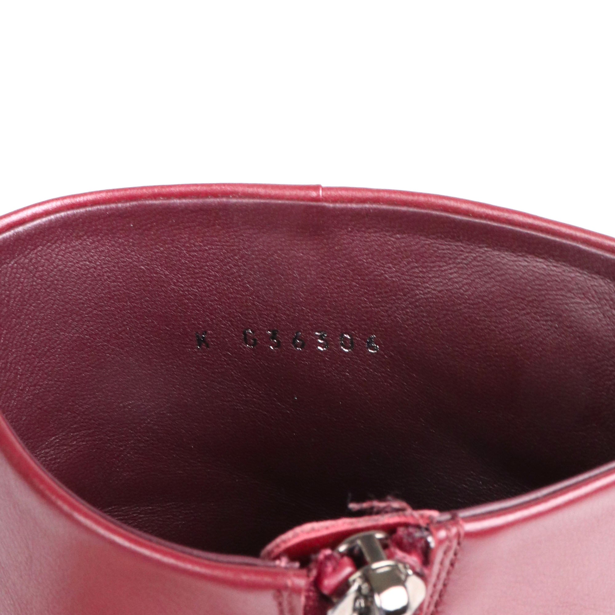 CHANEL - Bottines à talon Chanel en cuir d'agneau bordeaux (T39,5)