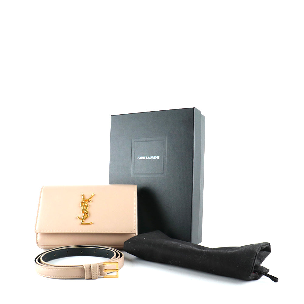 SAINT LAURENT - Sac ceinture Kate en cuir lisse nude