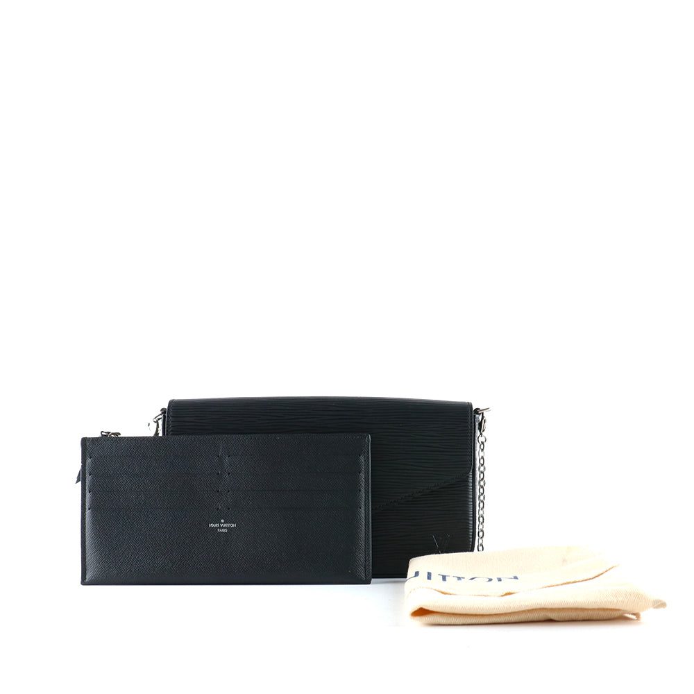 LOUIS VUITTON - Pochette Felicie en cuir épi noir