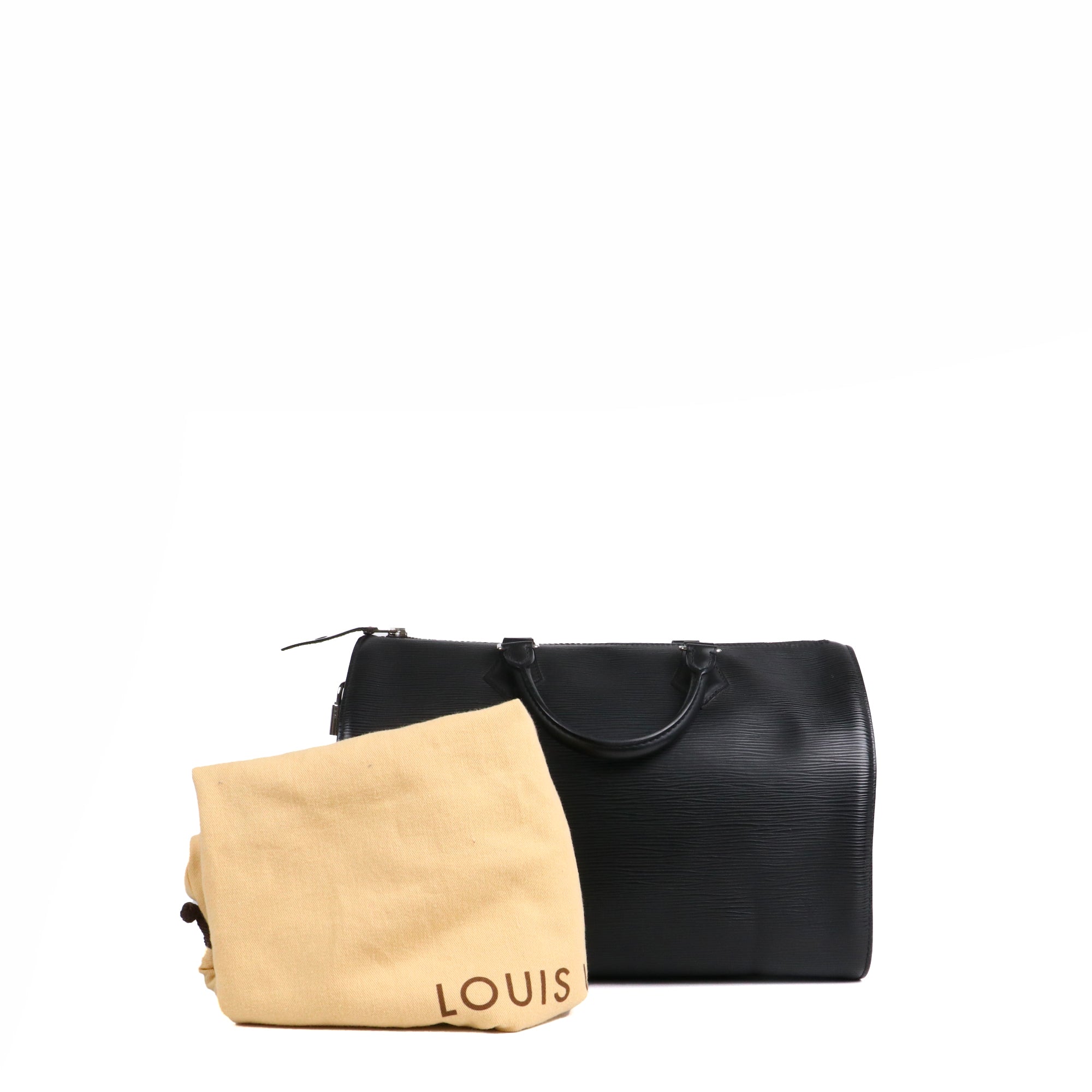 LOUIS VUITTON - Sac à main Speedy 35 Louis Vuitton en cuir épi noir