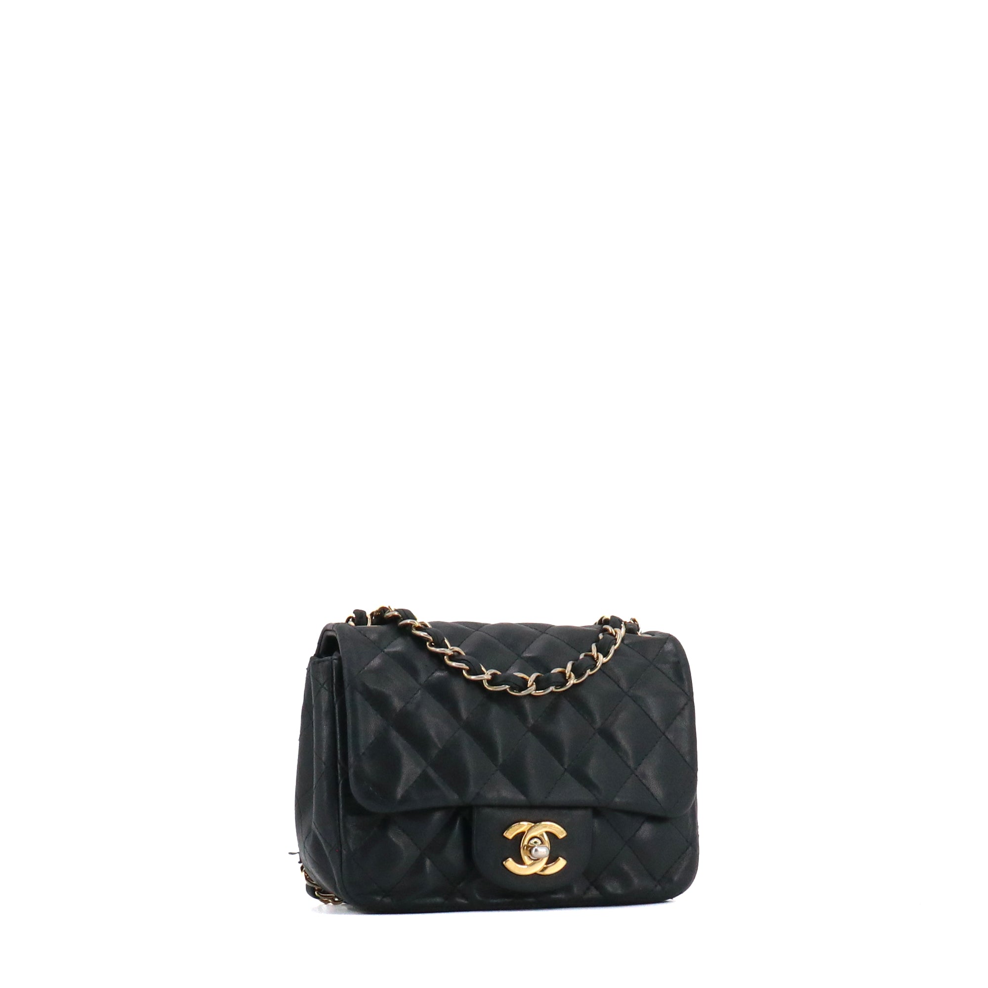 CHANEL - Sac à bandoulière Timeless Mini Square Chanel en cuir noir