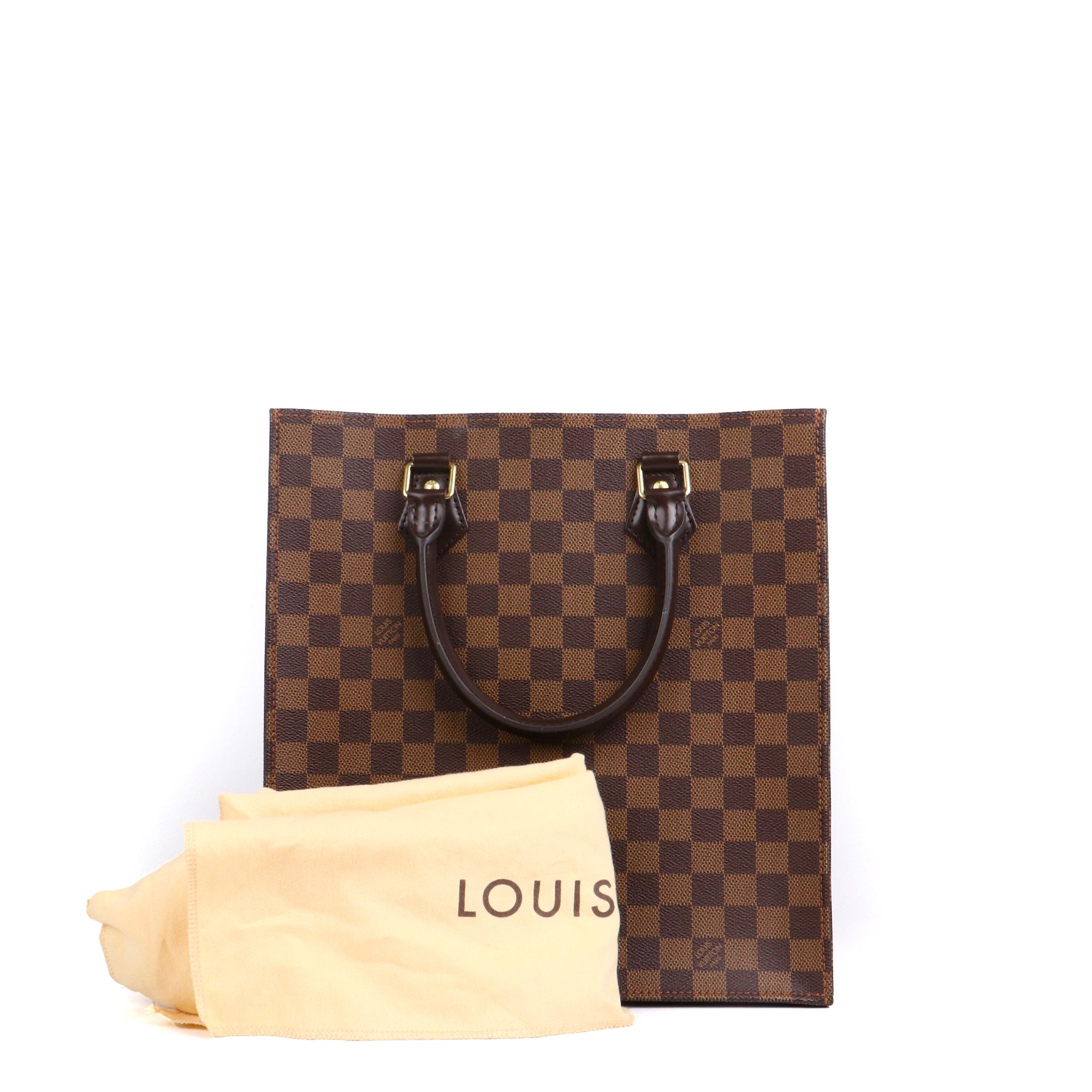 LOUIS VUITTON - Sac cabas plat Louis Vuitton en toile enduite damier ébène