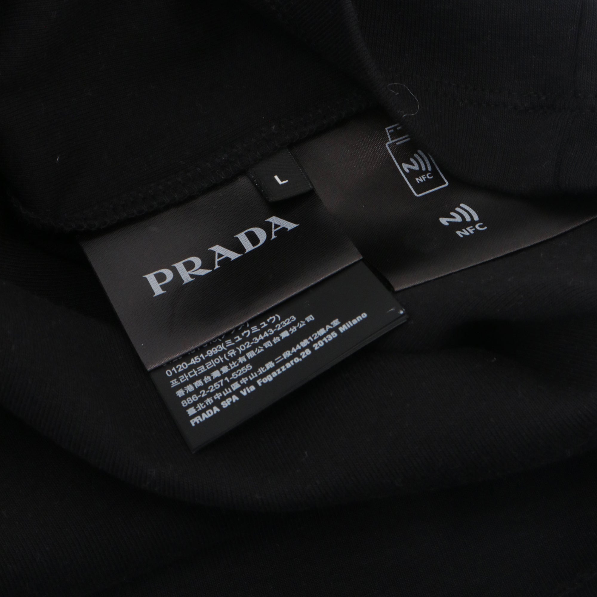 PRADA - Tee-shirt droit Prada en coton noir (L)