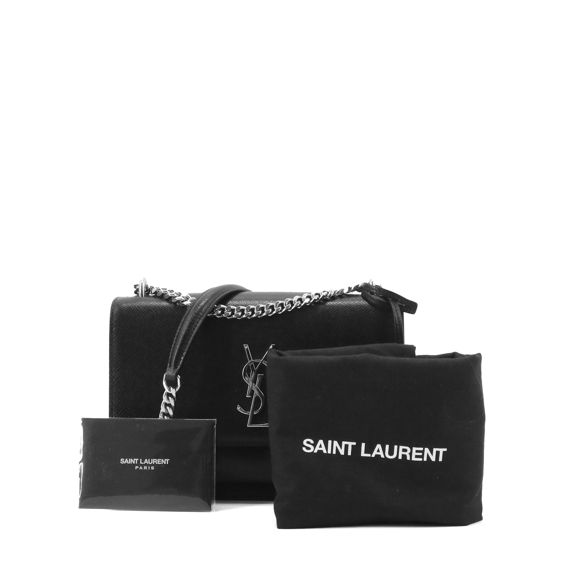 SAINT LAURENT - Medium Sunset shoulder bag in black crocodile-embossed leather