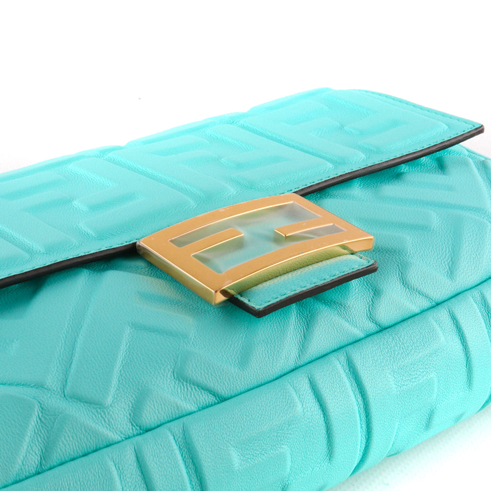 FENDI - Sac à bandoulière Baguette en cuir lisse turquoise