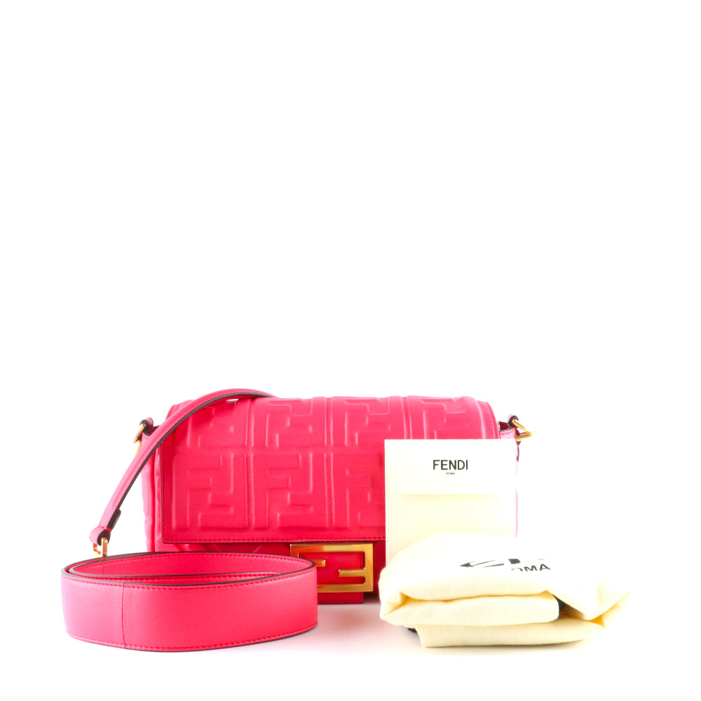 FENDI - Sac à bandoulière Baguette en cuir lisse rose