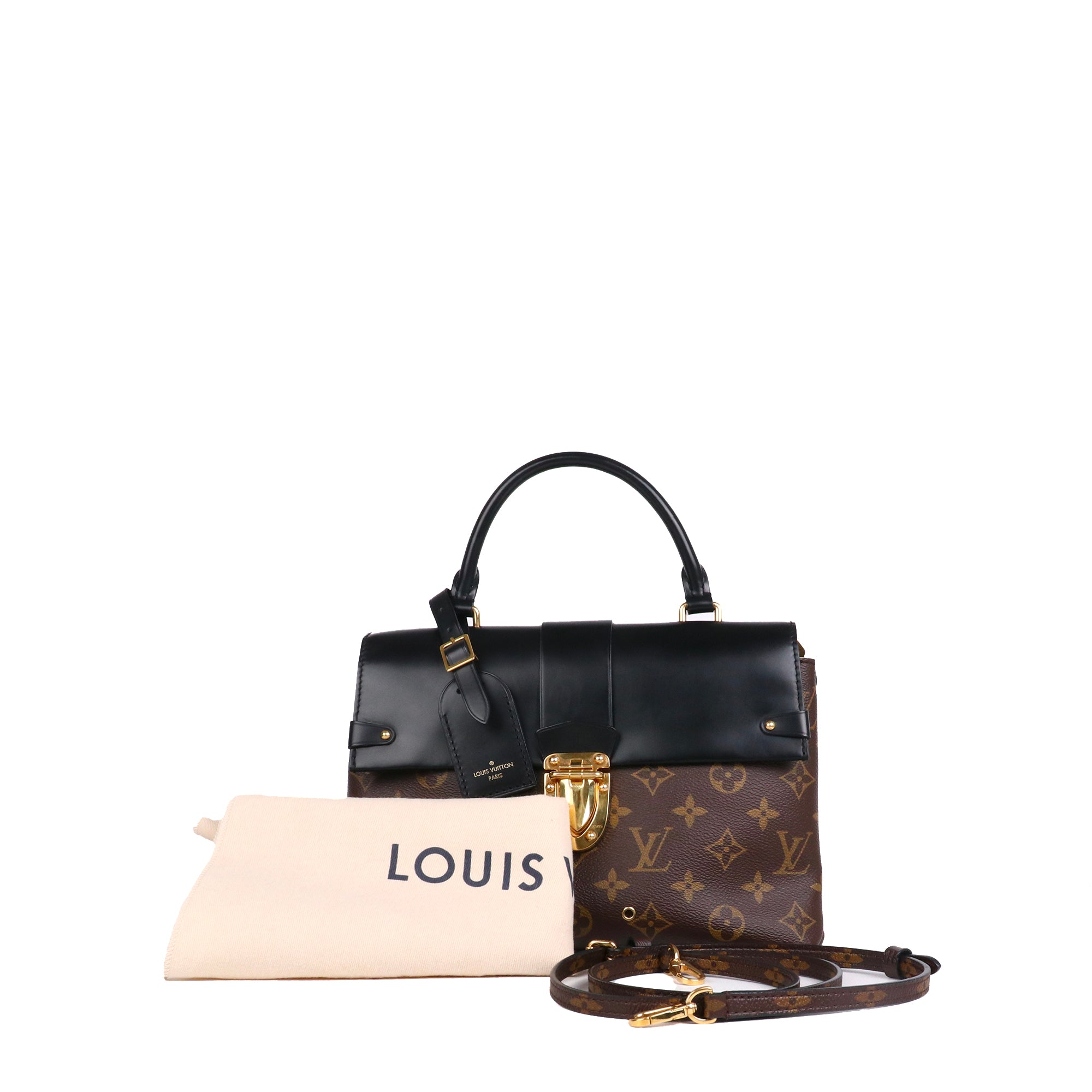 LOUIS VUITTON - Sac à bandoulière One Handle Flap Louis Vuitton en toile enduite et cuir lisse noir