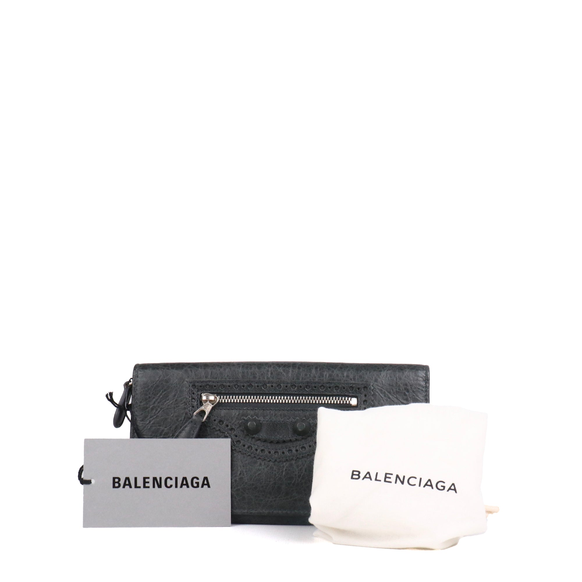 BALENCIAGA - Portefeuille City Balenciaga en cuir froissé vert
