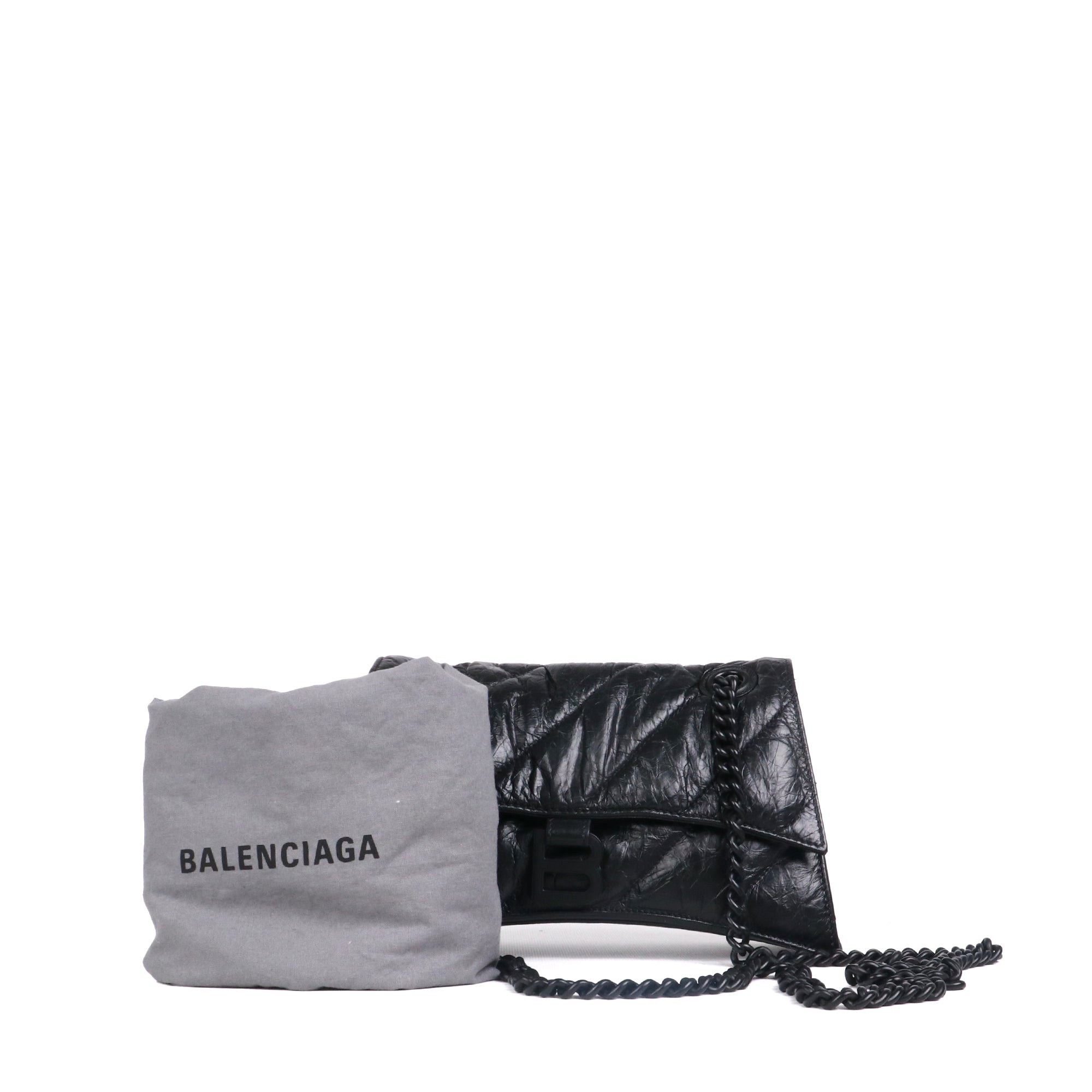 BALENCIAGA - Crush small shoulder bag in black leather