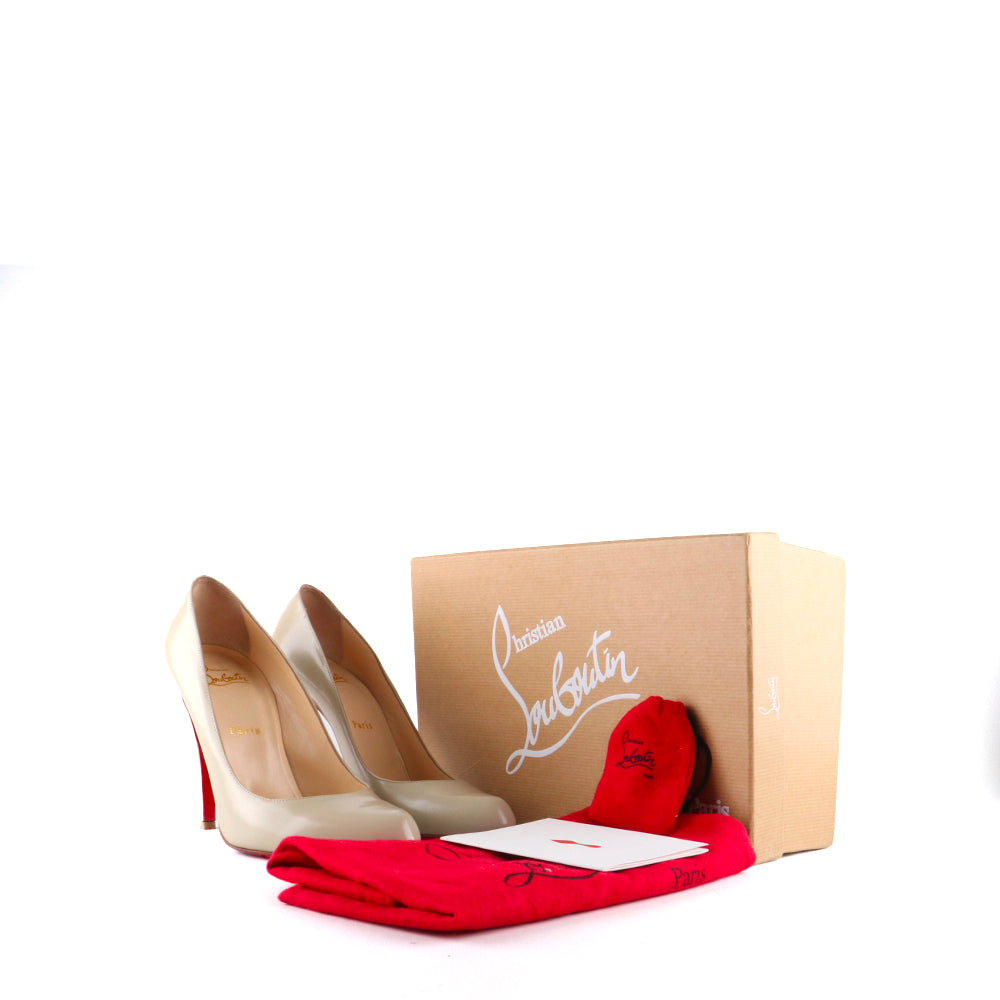 LOUBOUTIN - Escarpins Decollete en cuir gris (T40)