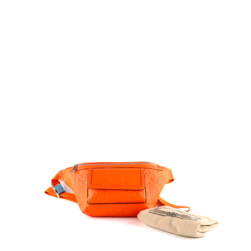 GUCCI - Sac banane en cuir grainé GG orange