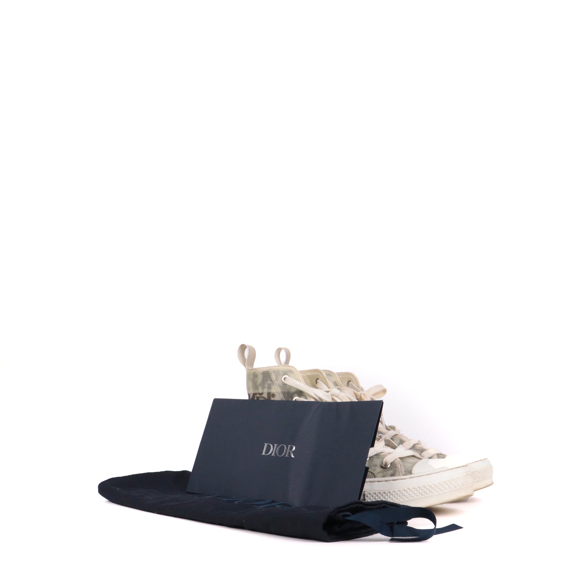 DIOR - Sneakers B23 Dior Haute en toile oblique blanche (T41,5)