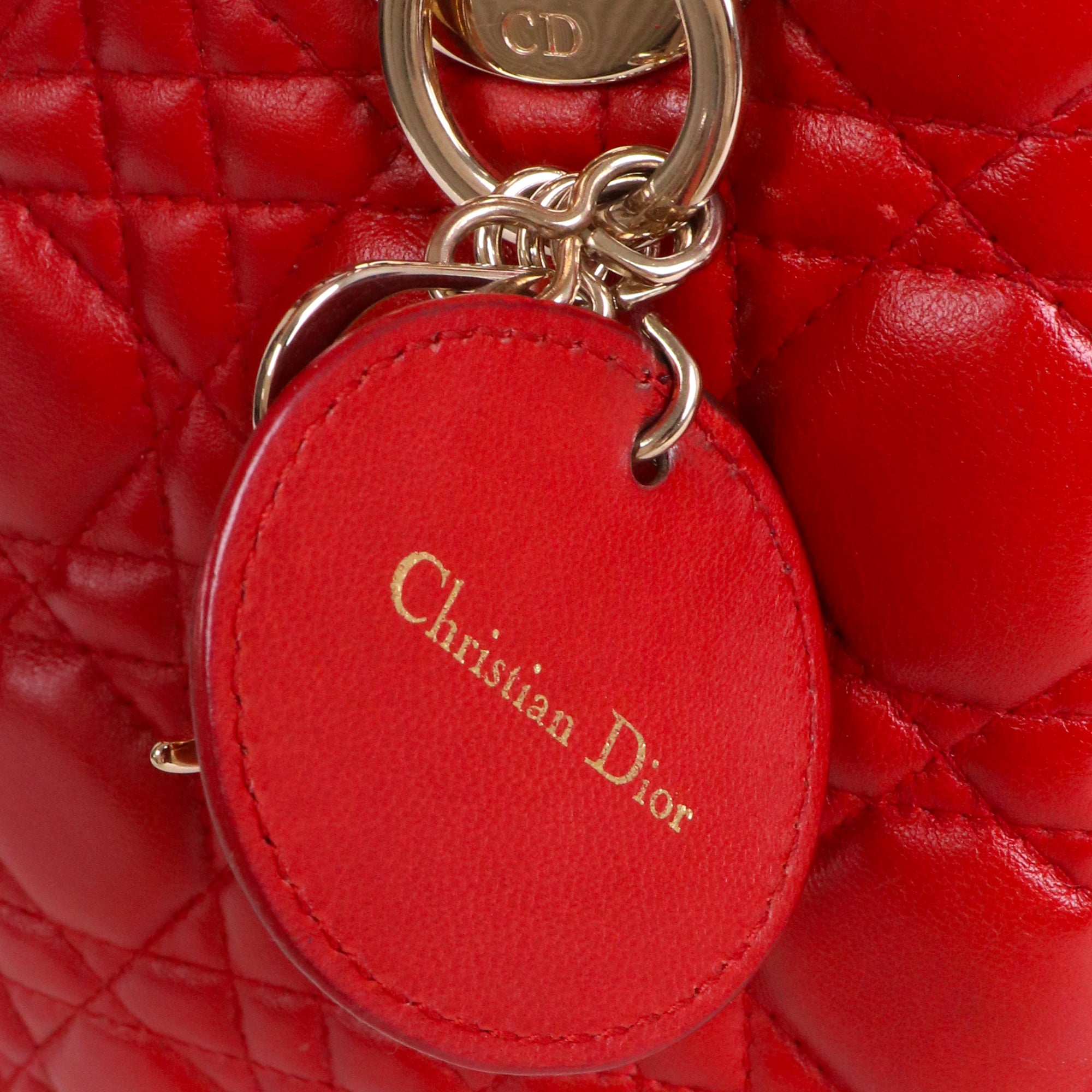 DIOR - Sac à main My Lady Dior small en cuir lisse rouge