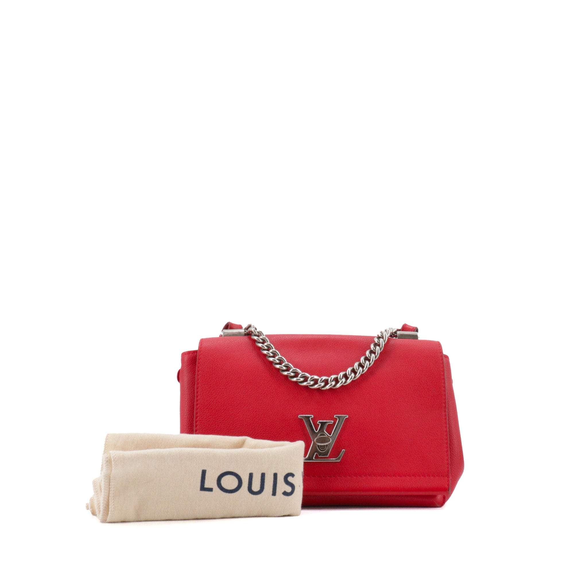 LOUIS VUITTON - Sac à main Lockme BB Louis Vuitton en cuir grainé rouge