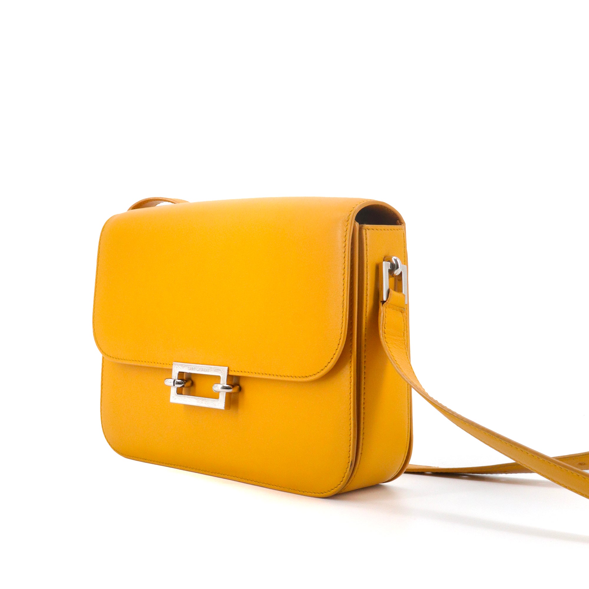 SAINT LAURENT - Sac à bandoulière Pavé Satchel Saint Laurent en cuir jaune moutarde
