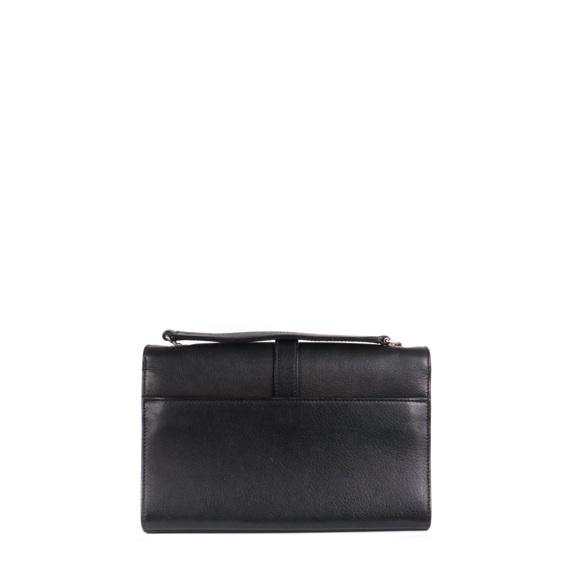 SAINT LAURENT - Sac à bandoulière Envelope Saint Laurent à franges en cuir noir