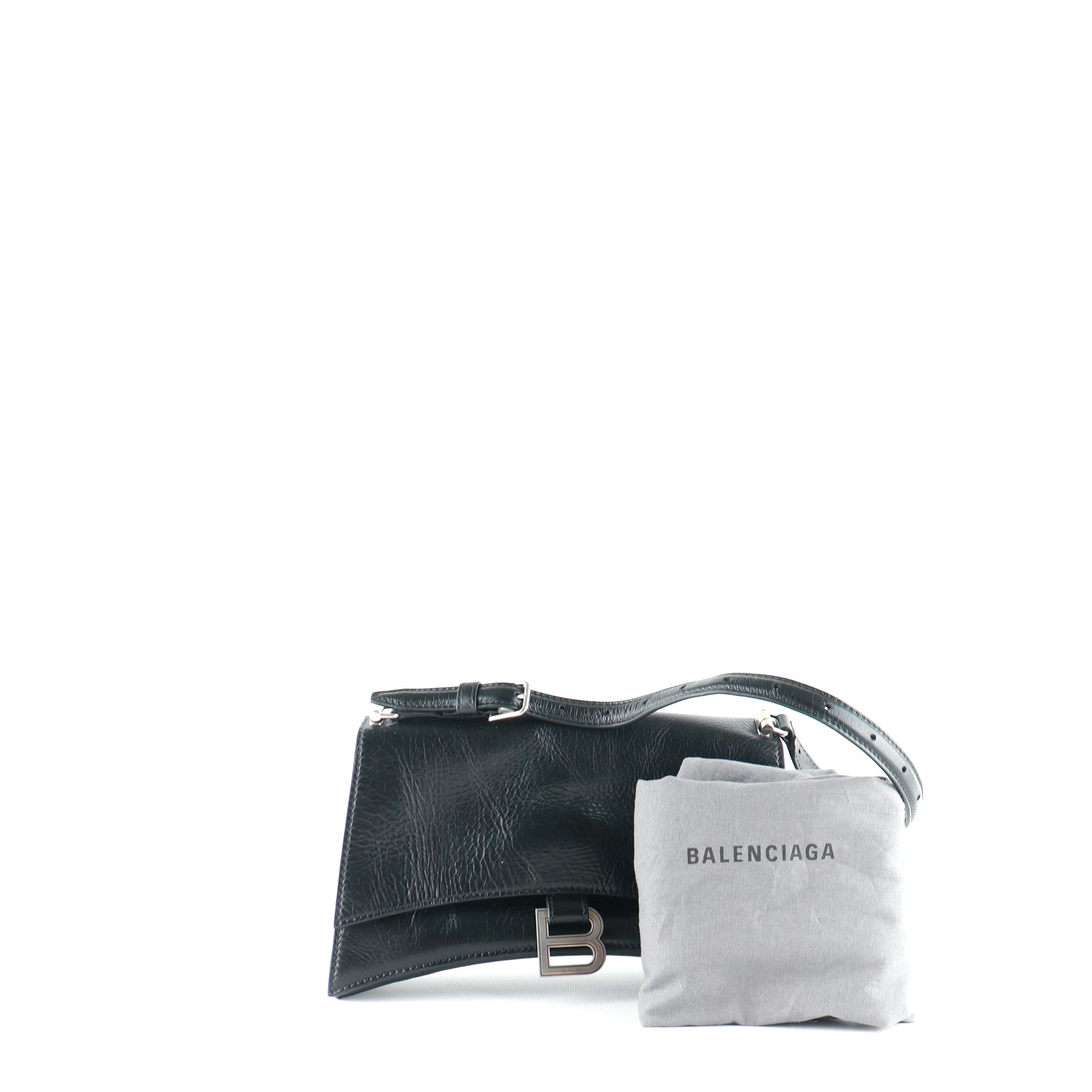 BALENCIAGA - Sac porté épaule Crush small en cuir noir