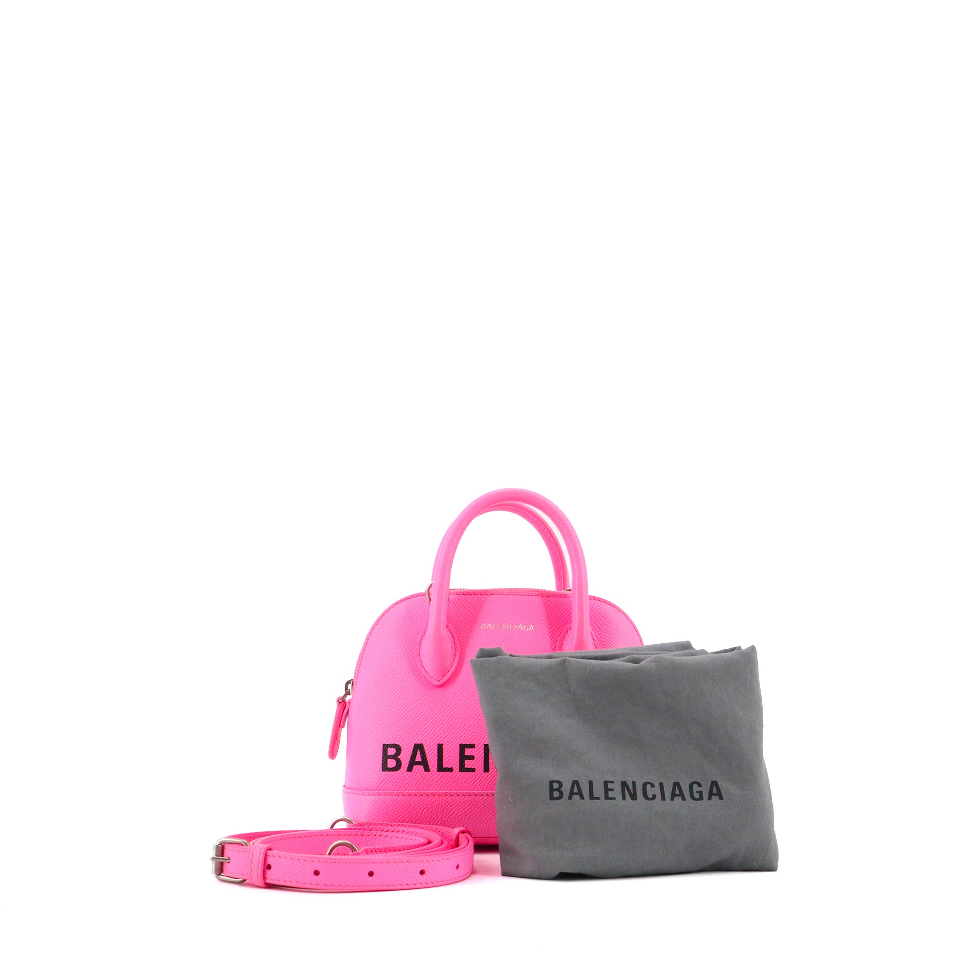 BALENCIAGA - Sac à bandoulière Ville Balenciaga en cuir grainé rose fluo