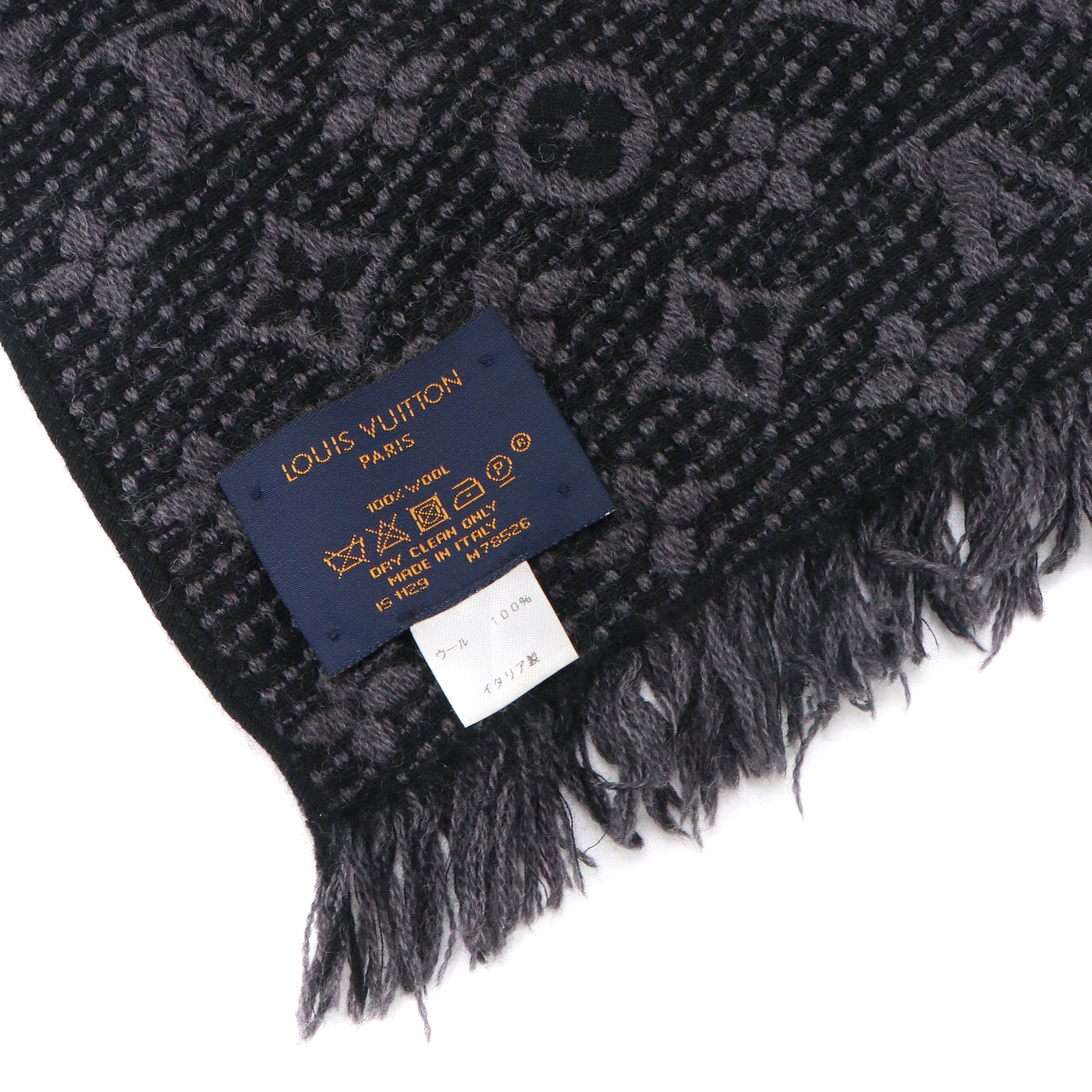LOUIS VUITTON - Écharpe Monogram Classic Louis Vuitton en laine grise