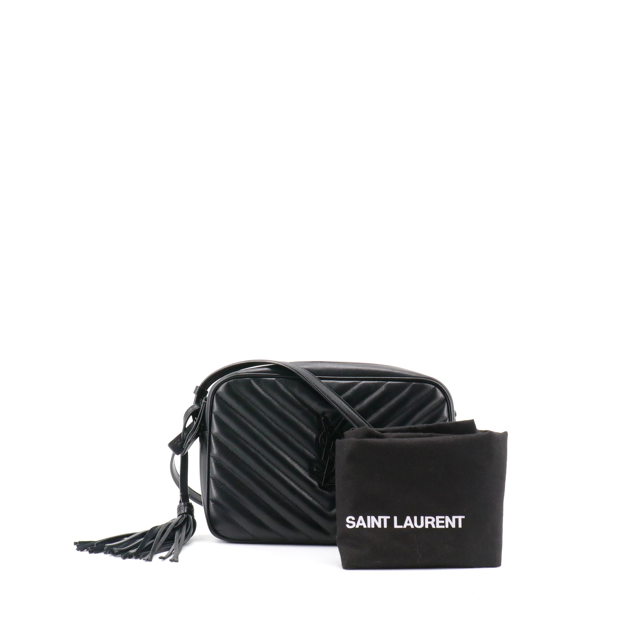 SAINT LAURENT - Sac à bandoulière Lou Saint Laurent en cuir chevron noir