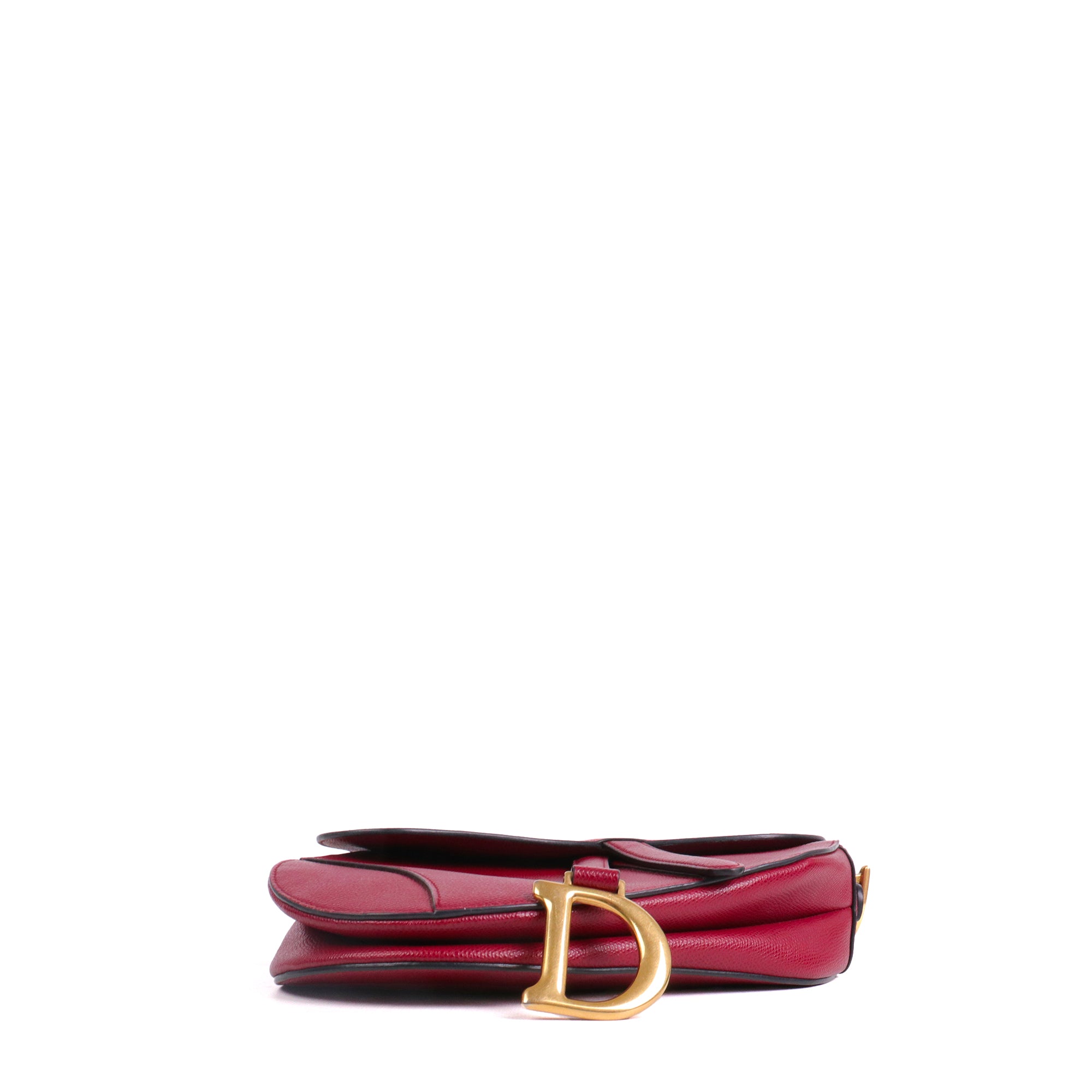DIOR - Sac à main Saddle Dior en cuir grainé bordeaux