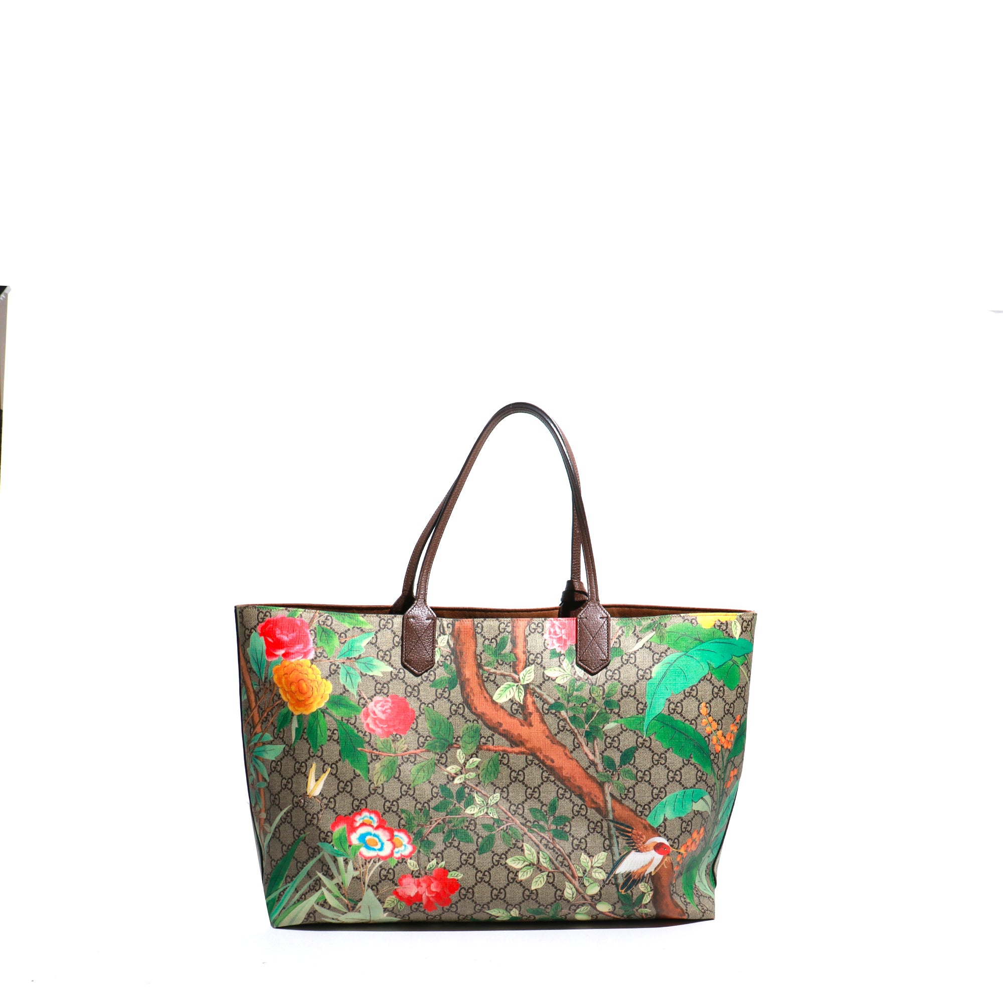 GUCCI - Sac cabas Suprême GG Tian en toile enduite et cuir marron