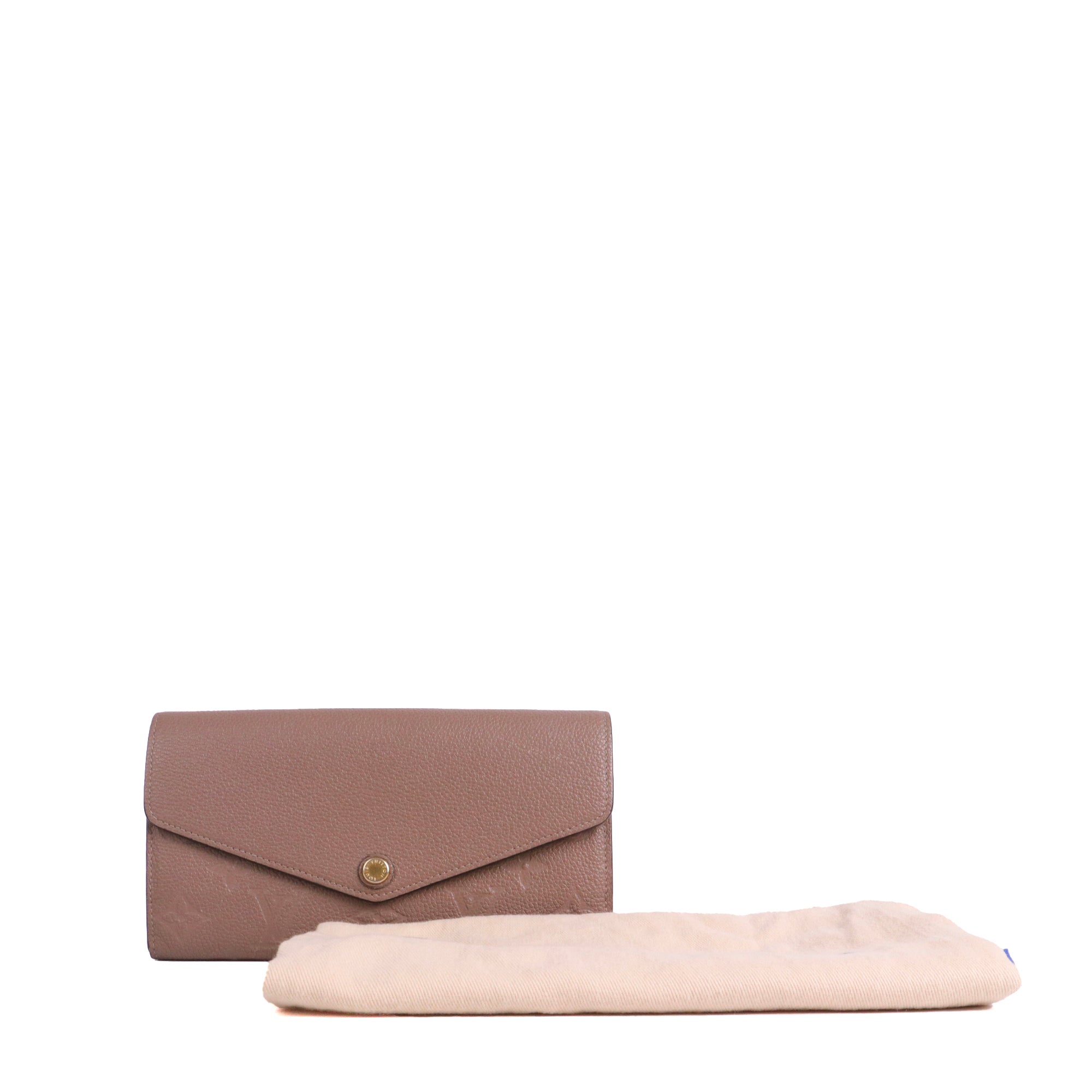 LOUIS VUITTON - Portefeuille Sarah Louis Vuitton en cuir Monogram Empreinte taupe