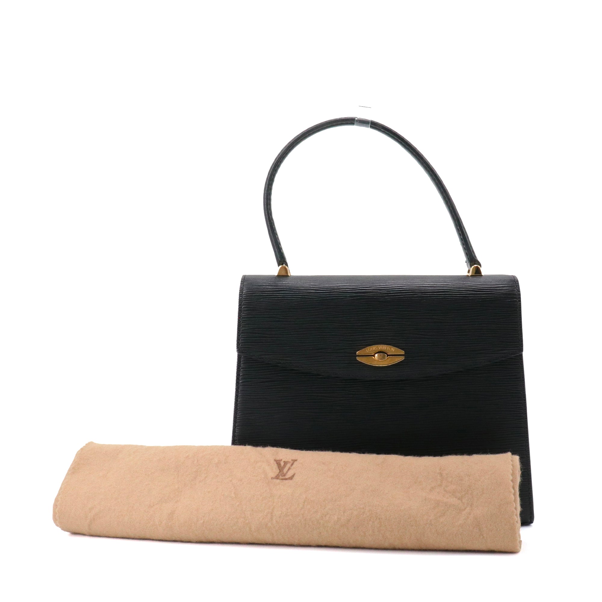 LOUIS VUITTON - Sac à main Malesherbes Louis Vuitton en cuir épi noir vintage