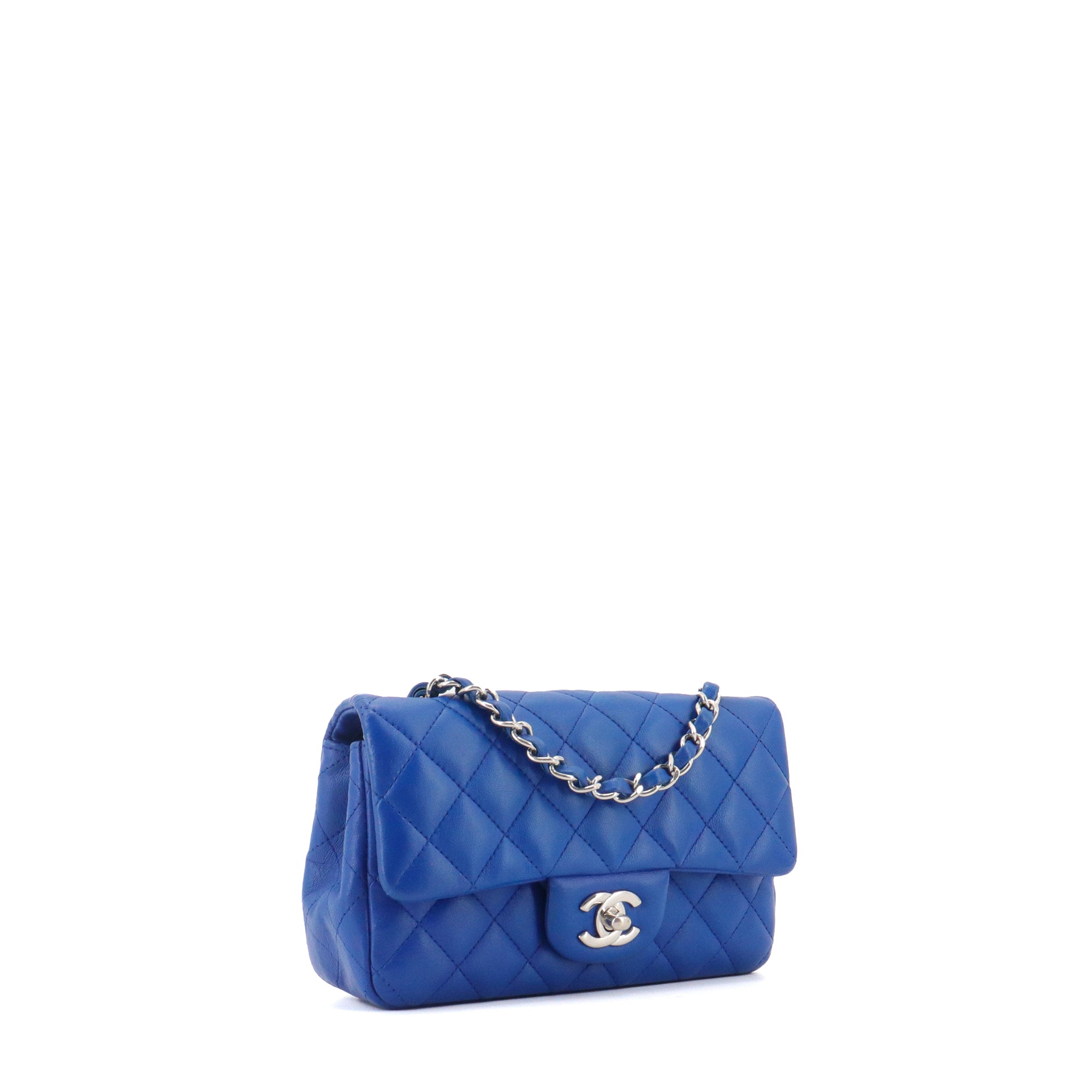 CHANEL - Sac à bandoulière Timeless/Classique mini rectangle Chanel en cuir bleu