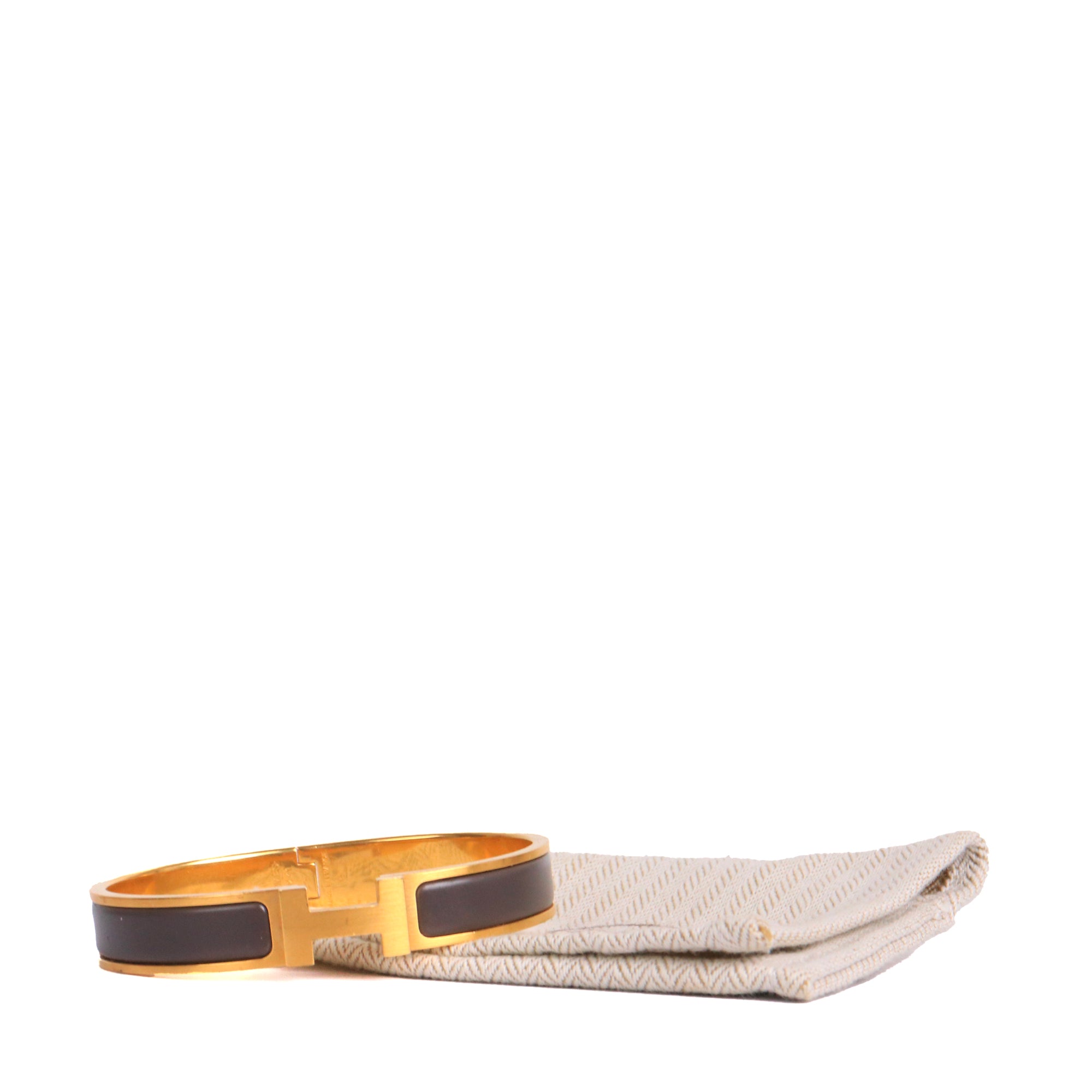 HERMÈS - Bracelet Clic HH Hermès en émail gris mat (T5)