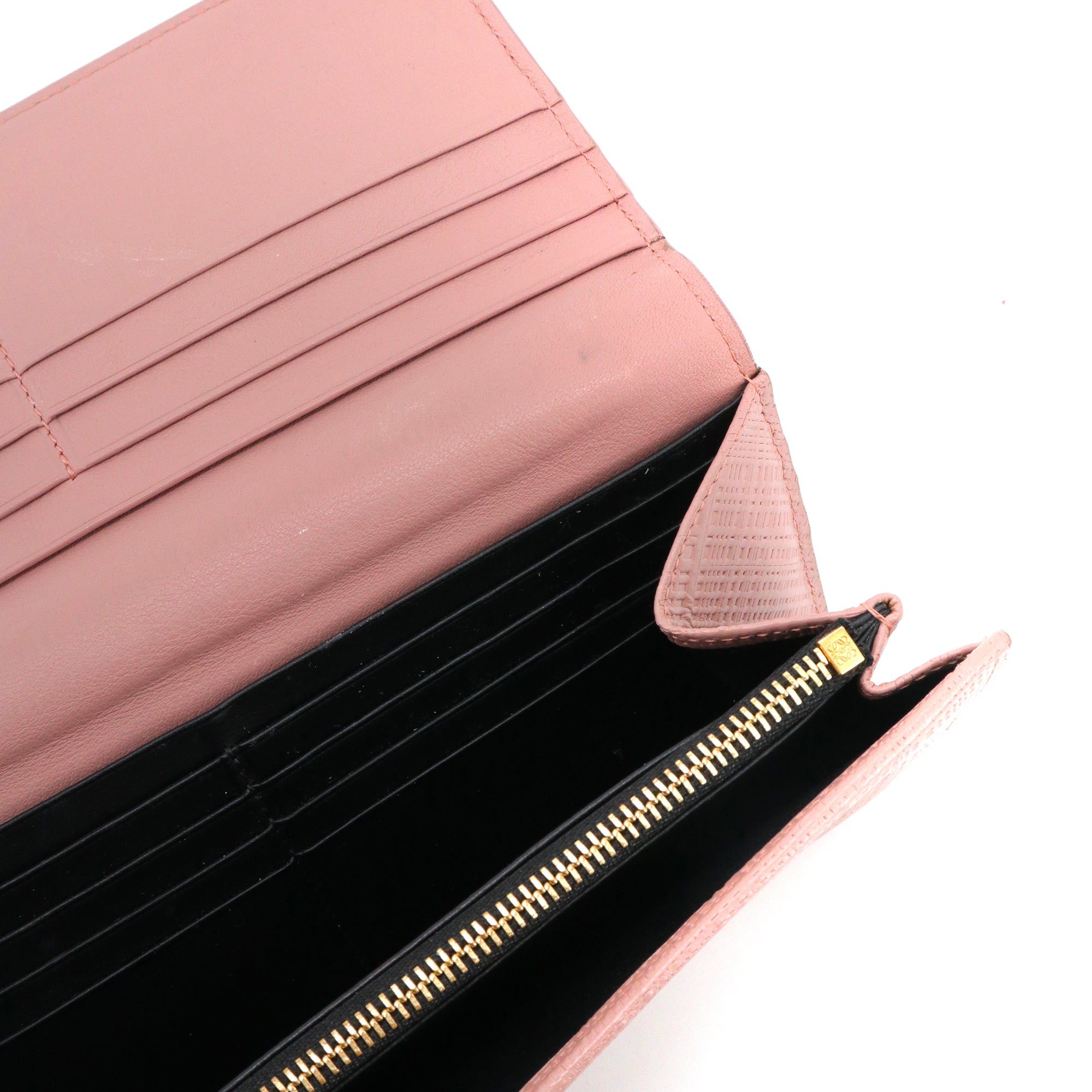 LOEWE - Portefeuille Continental Loewe en cuir rose ancien