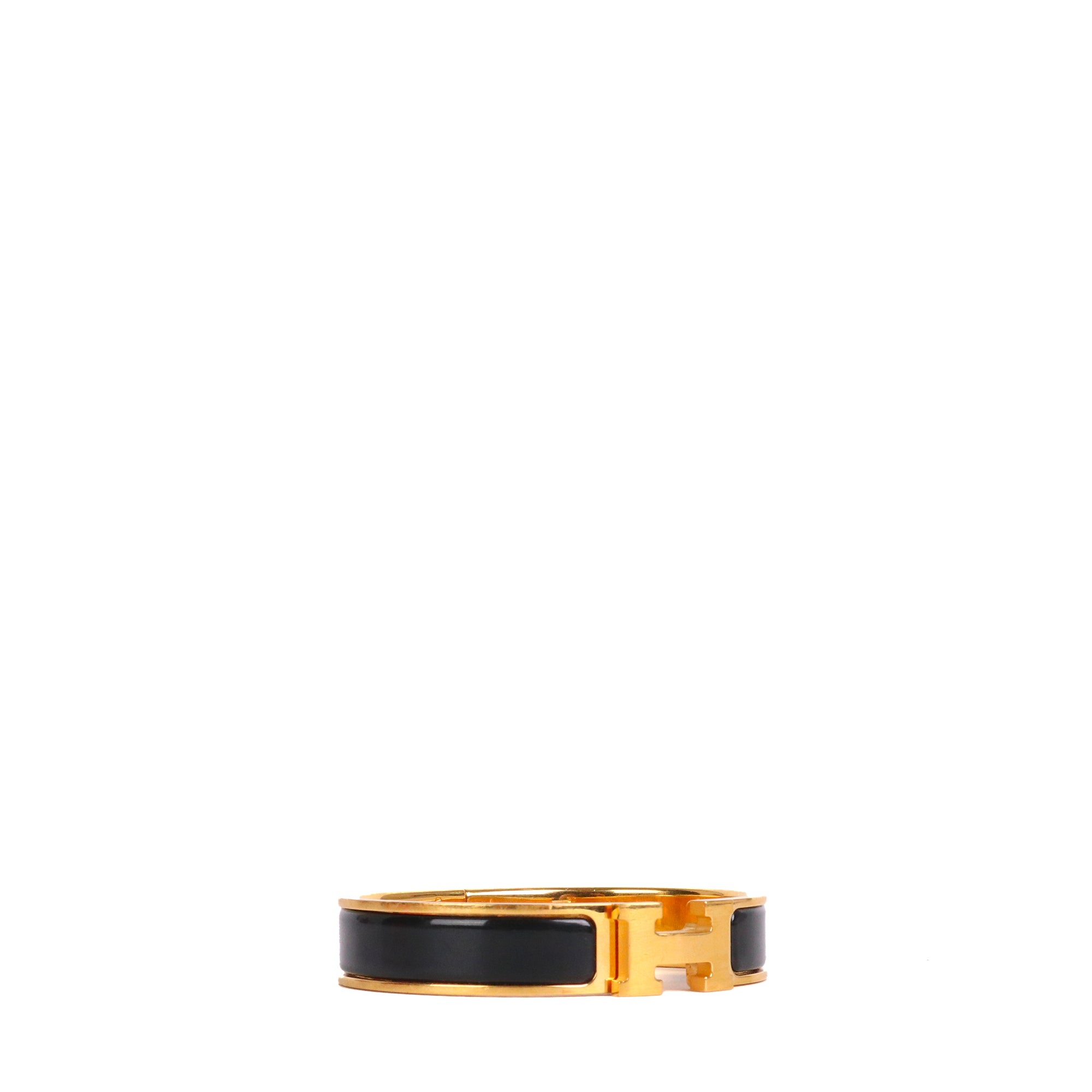 HERMÈS - Bracelet Clic H Hermès en émail noir (T0)