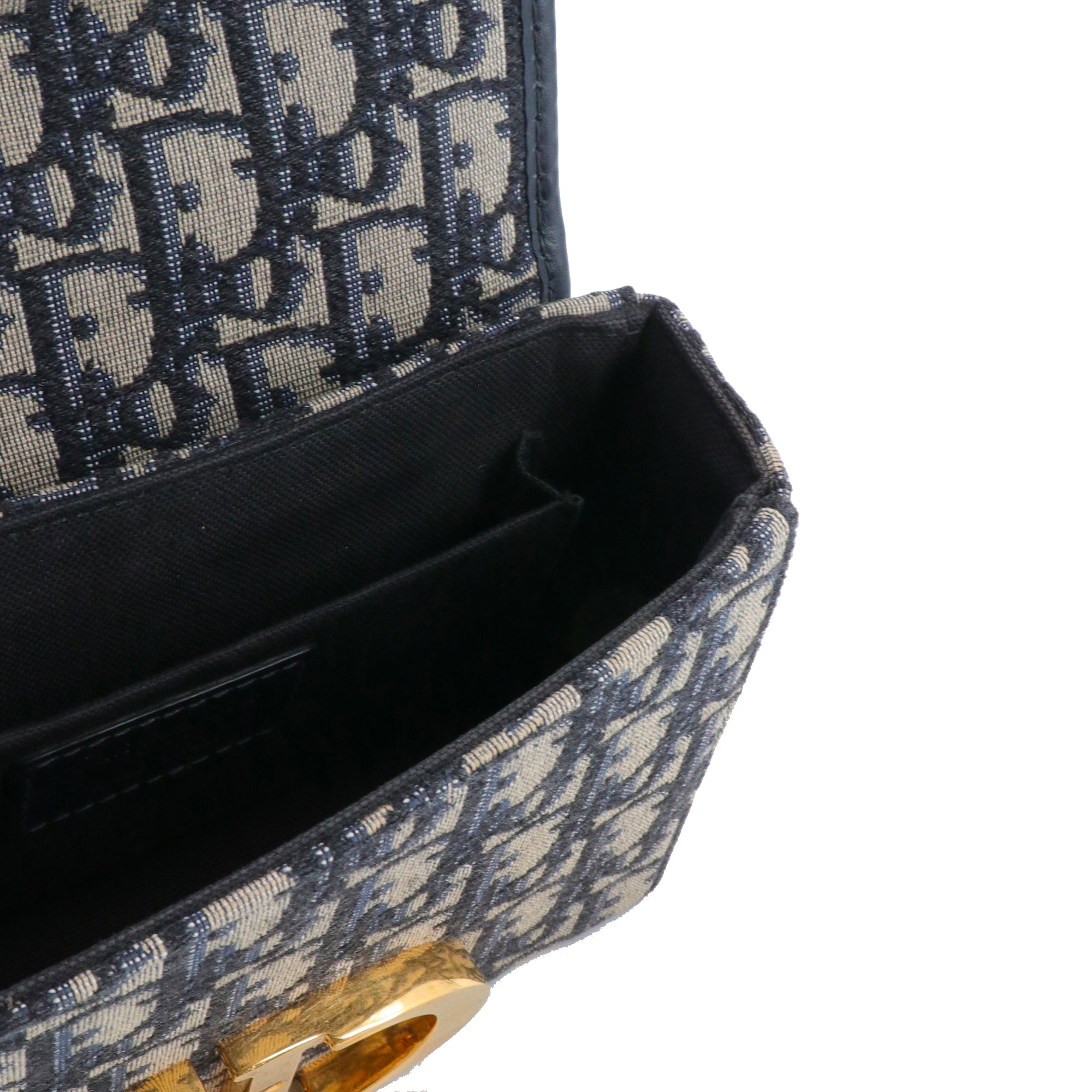 DIOR - Sac à bandoulière 30 Montaigne Box Dior en toile et cuir bleu marine
