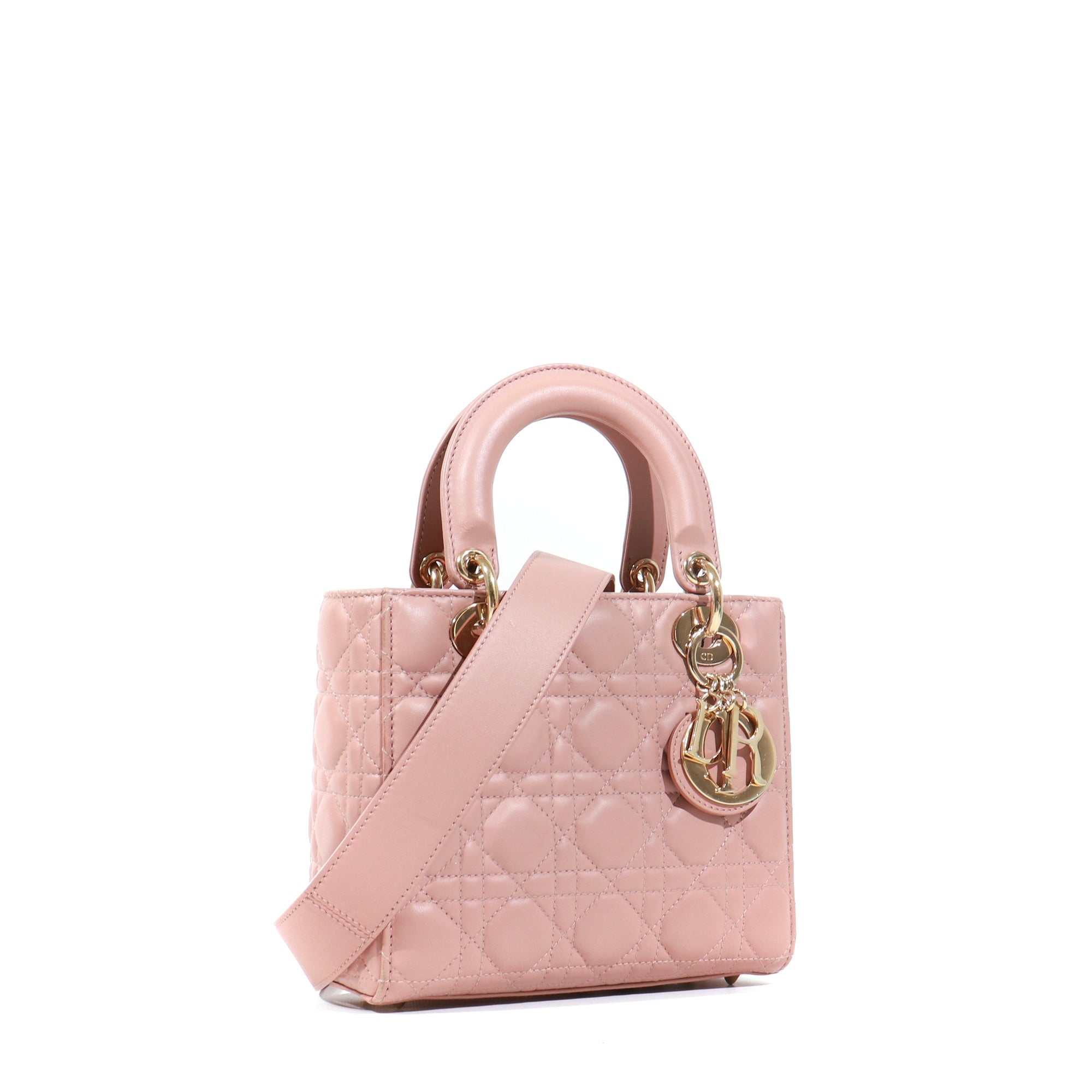 DIOR - Sac à bandoulière Lady Dior My ABCDior small en cuir rose nude