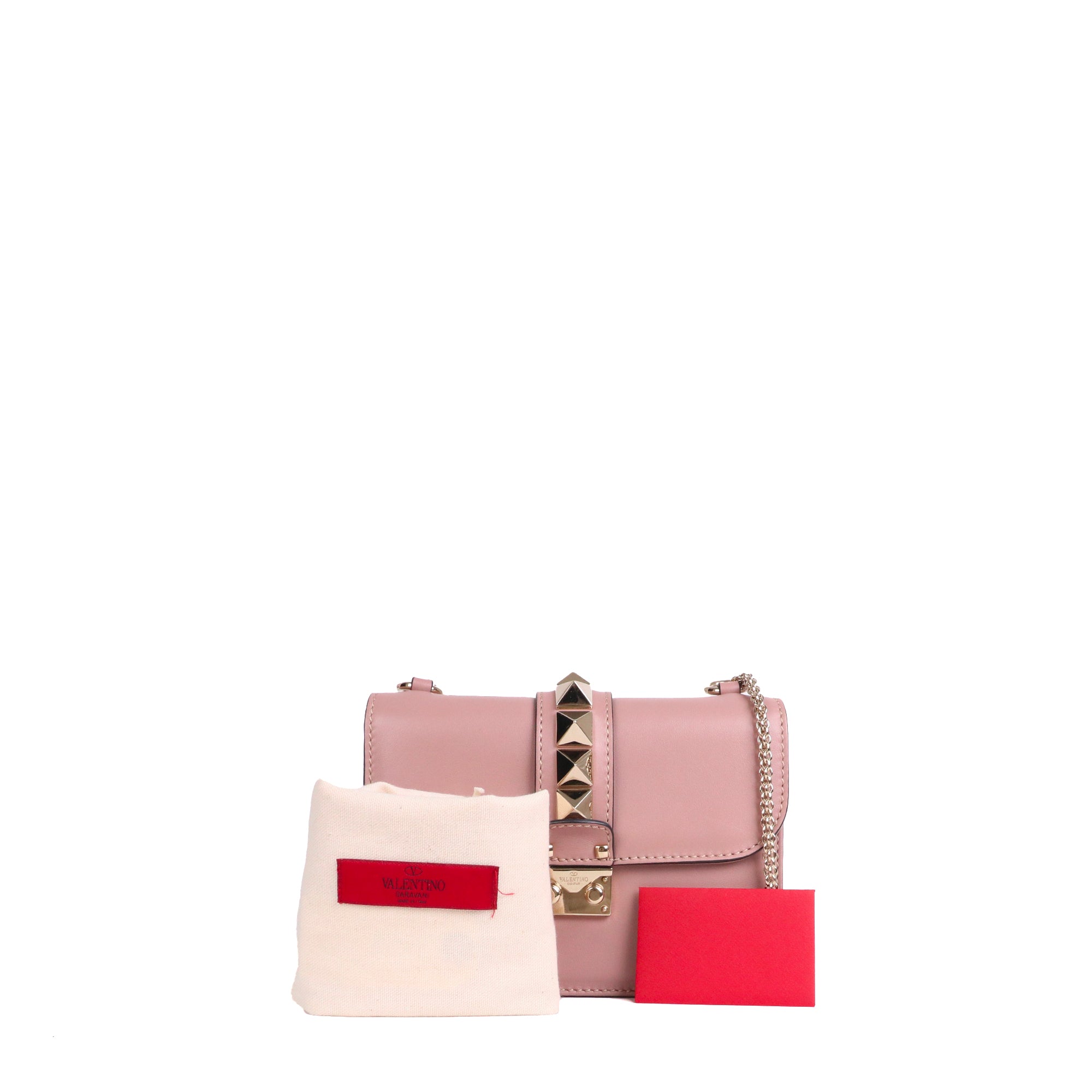 VALENTINO - Sac à bandoulière Glam Lock Valentino en cuir lisse rose ancien