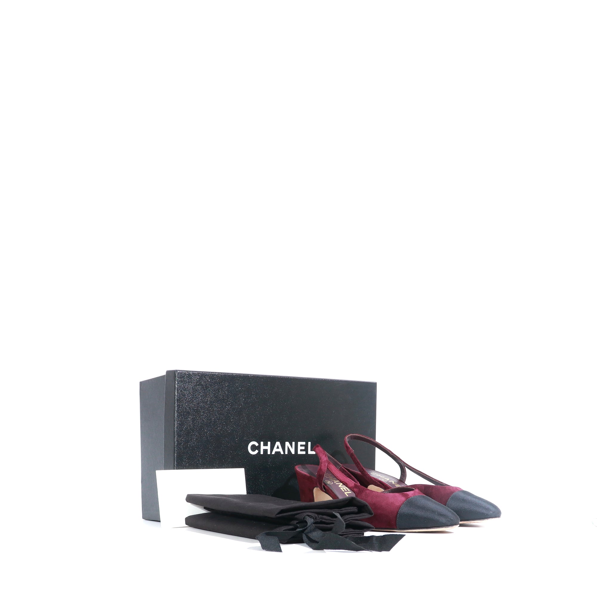 CHANEL - Sandales à talon Slingback en daim violet (T35,5)