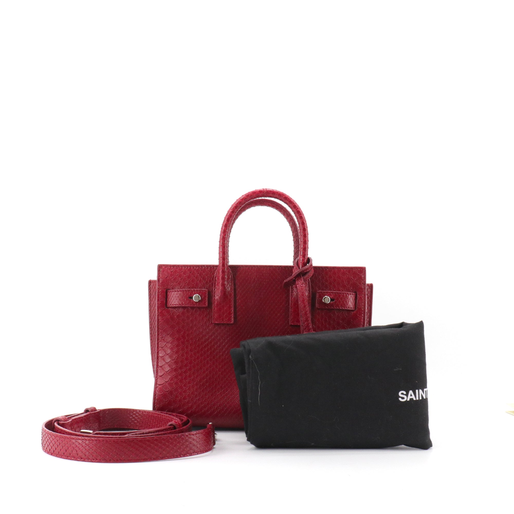 SAINT LAURENT - Sac De Jour Nano Saint Laurent en python bordeaux