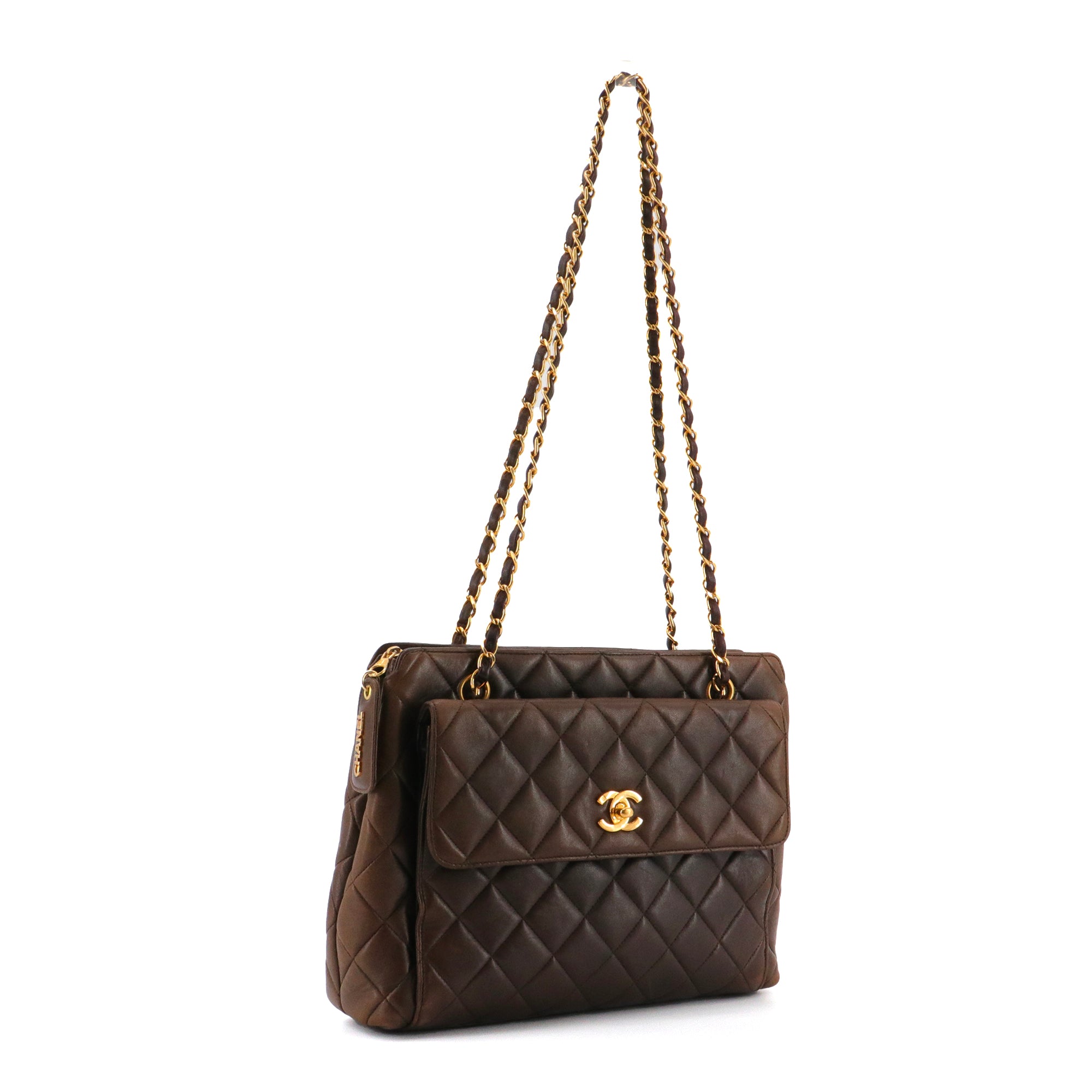 CHANEL - Sac à épaule Caméra Chanel en cuir marron