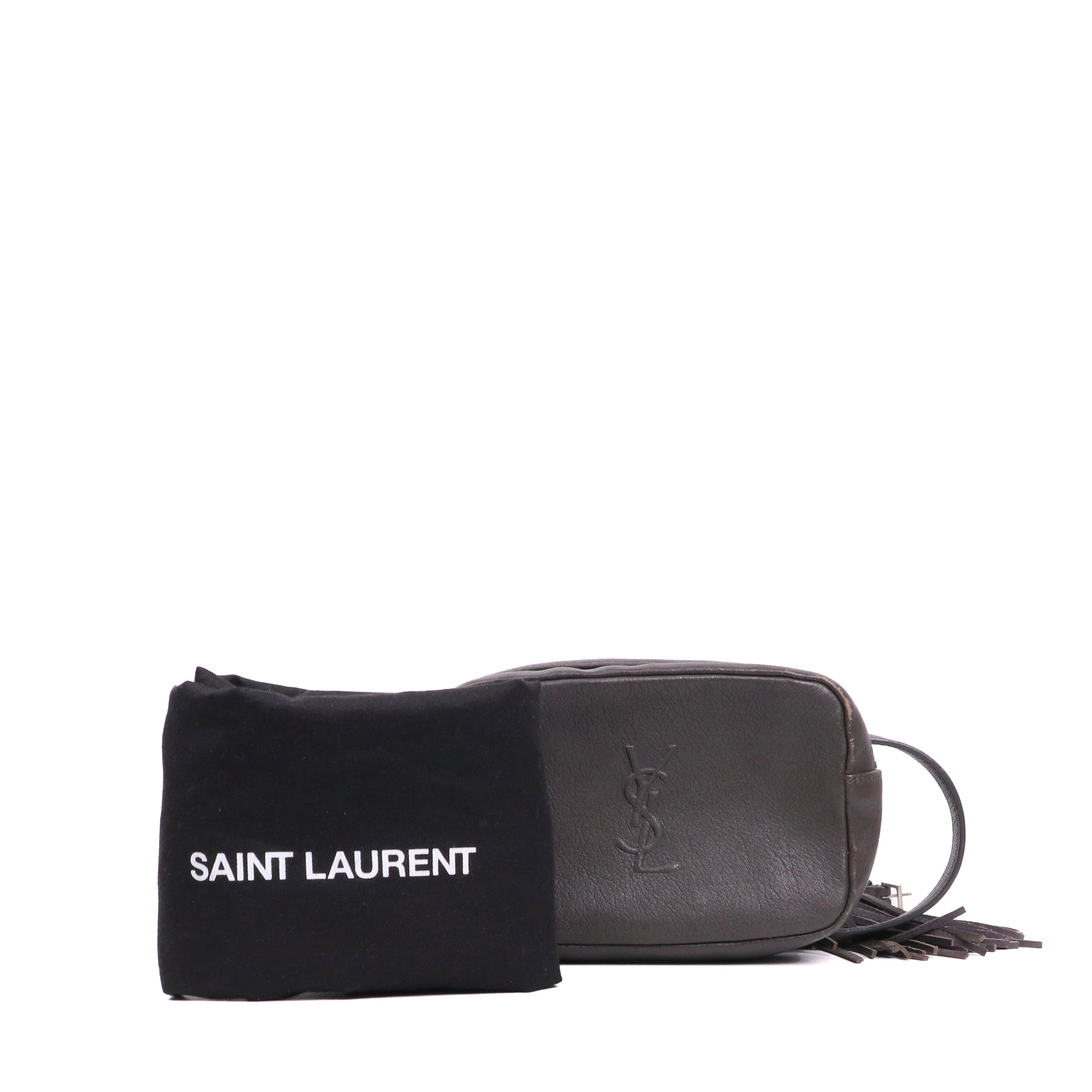 SAINT LAURENT - Sac ceinture Lou Caméra Saint Laurent en cuir lisse gris