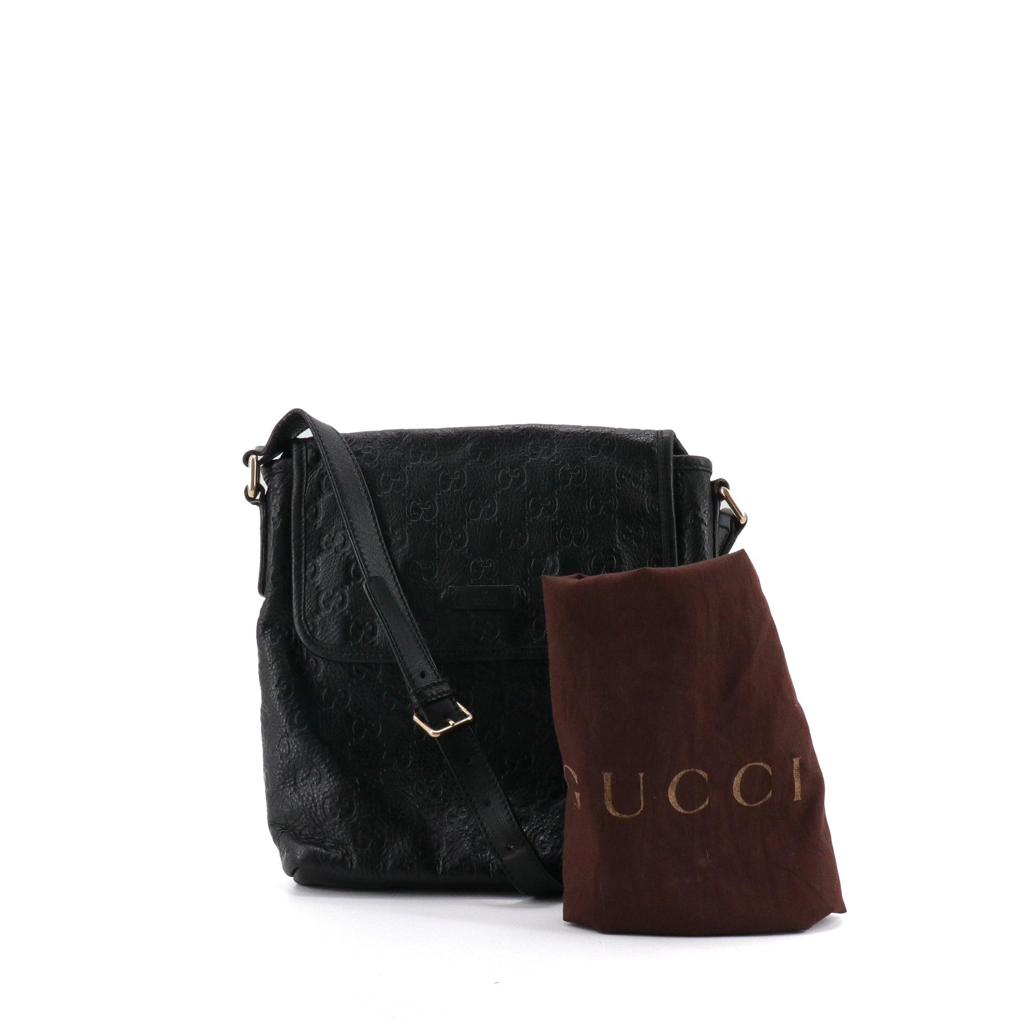 GUCCI - Sac à bandoulière Guccissima Gucci en cuir embossé noir