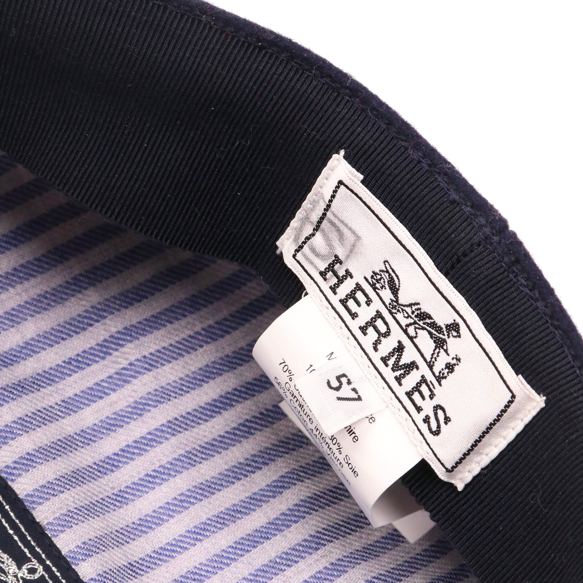 HERMÈS - Casquette Belle-Ile Hermès en cachemire bleu marine (T57)