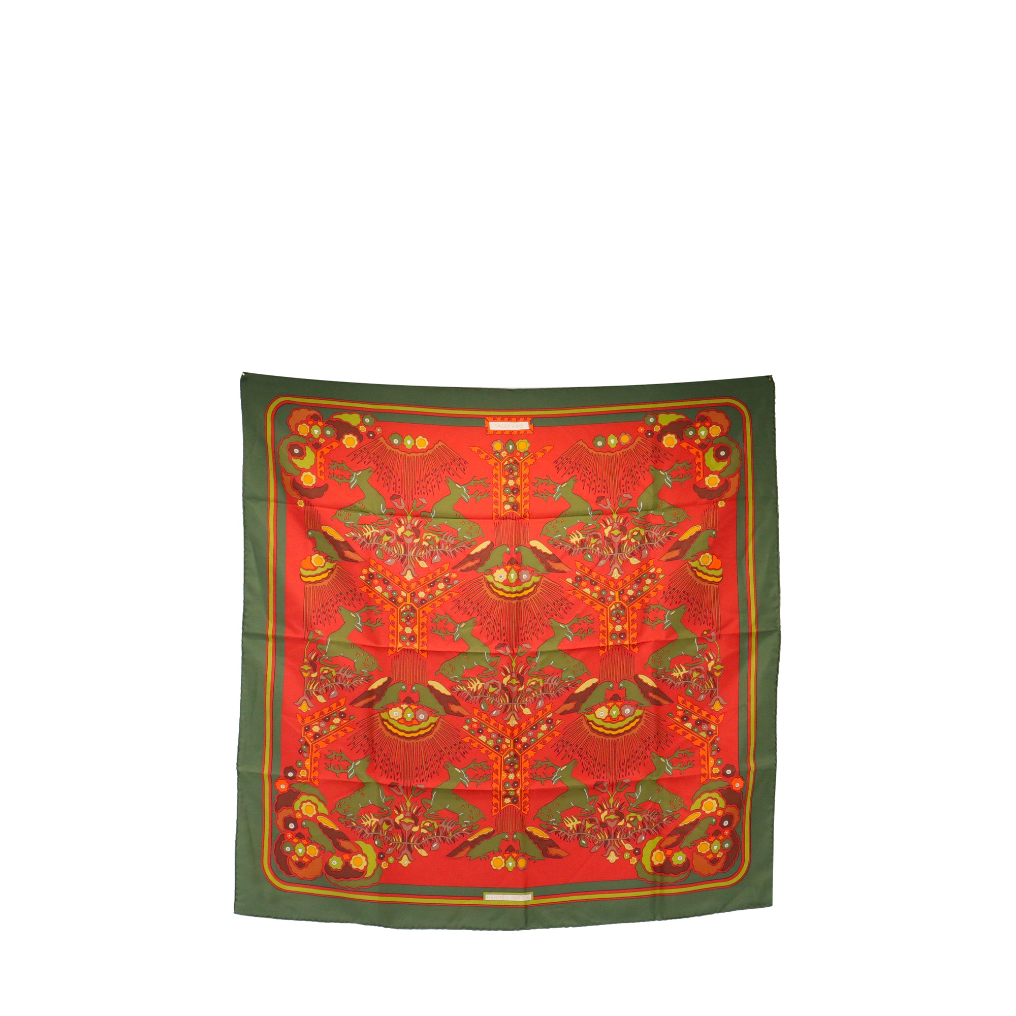 HERMÈS - Hermès Tally-Ho 90 scarf in khaki silk
