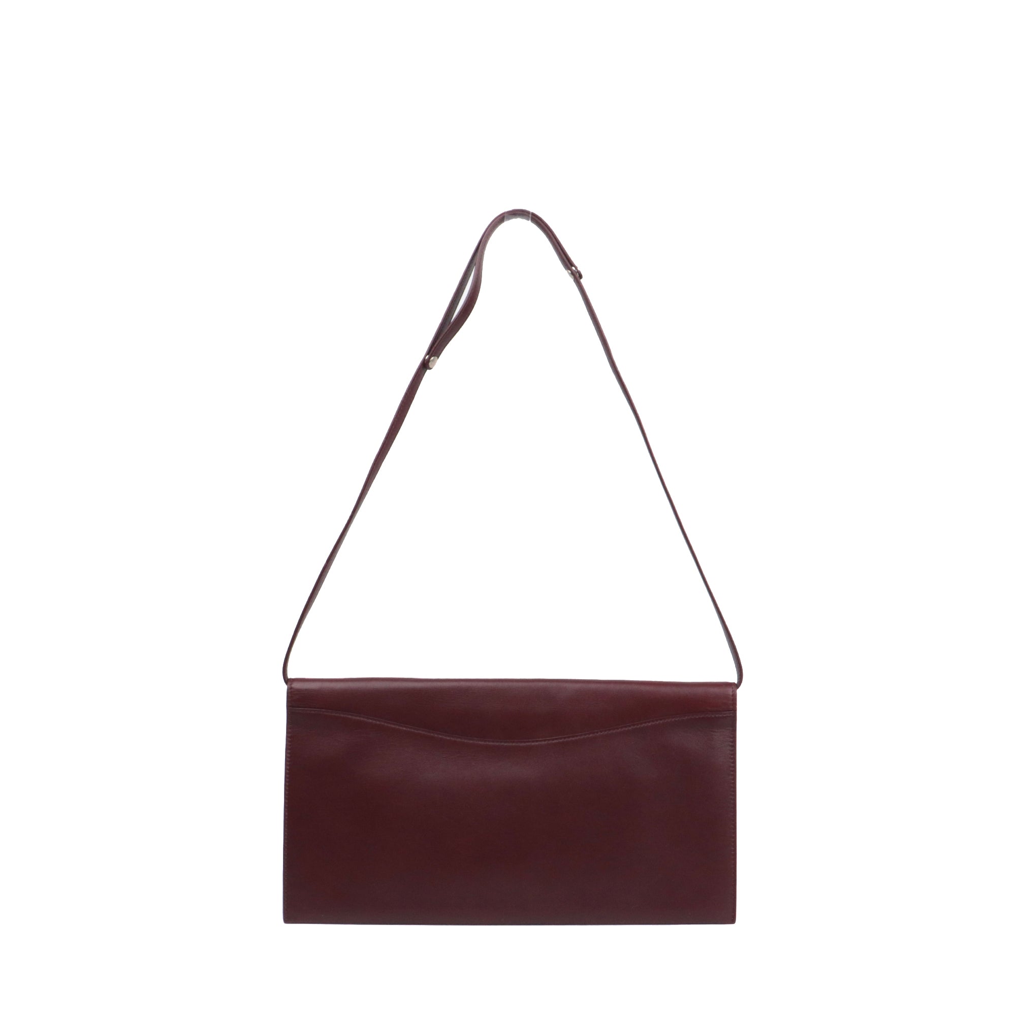 CELINE -  Sac à épaule Celine en cuir lisse bordeaux vintage