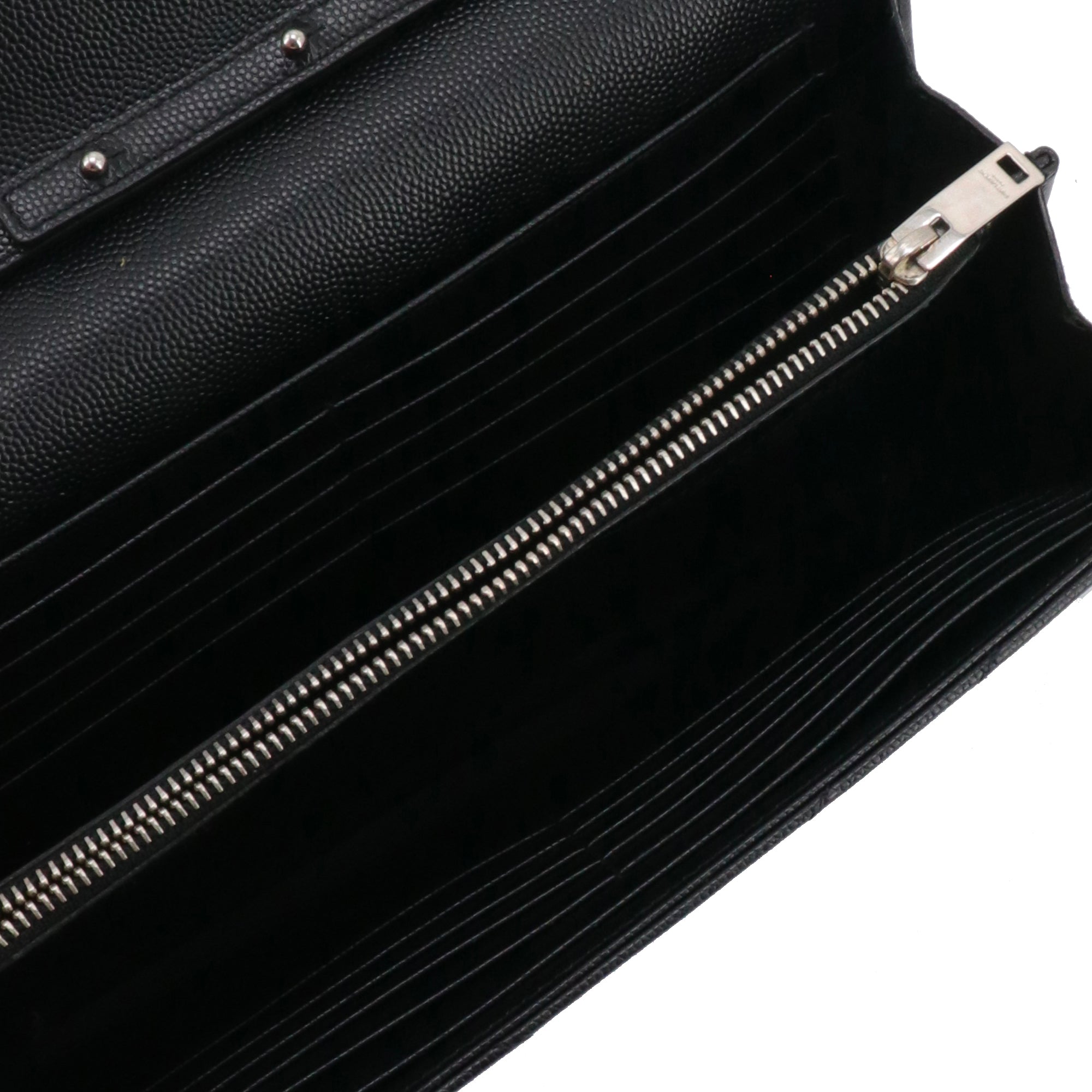 SAINT LAURENT - Wallet On Chain Cassandre Saint Laurent en cuir grainé noir