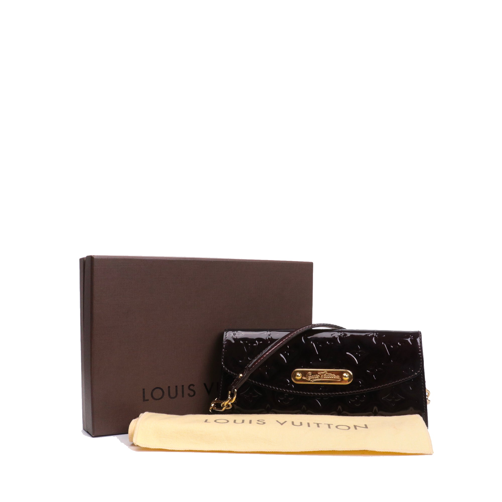 LOUIS VUITTON - Pochette Sunset Boulevard Louis Vuitton en cuir verni bordeaux